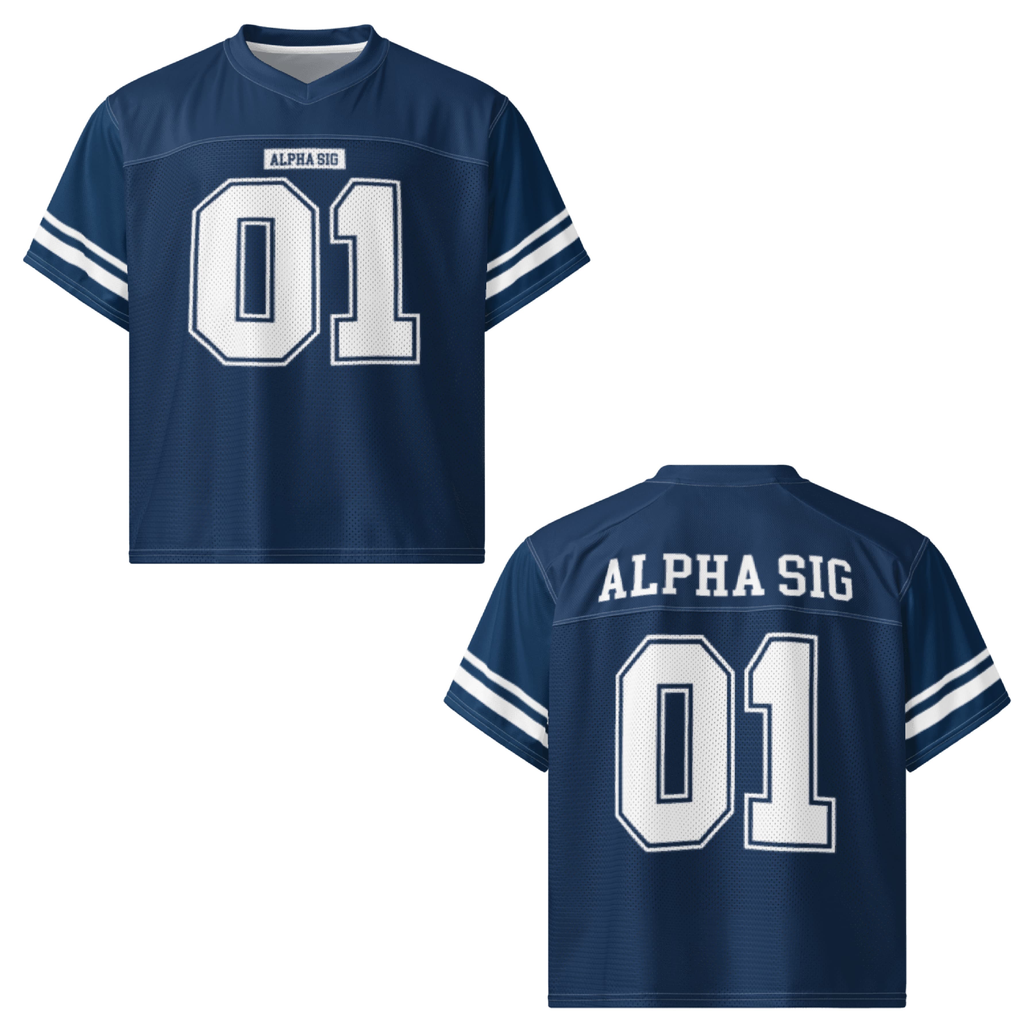Ali & Ariel Navy Football Jersey Alpha Sigma Alpha / Medium