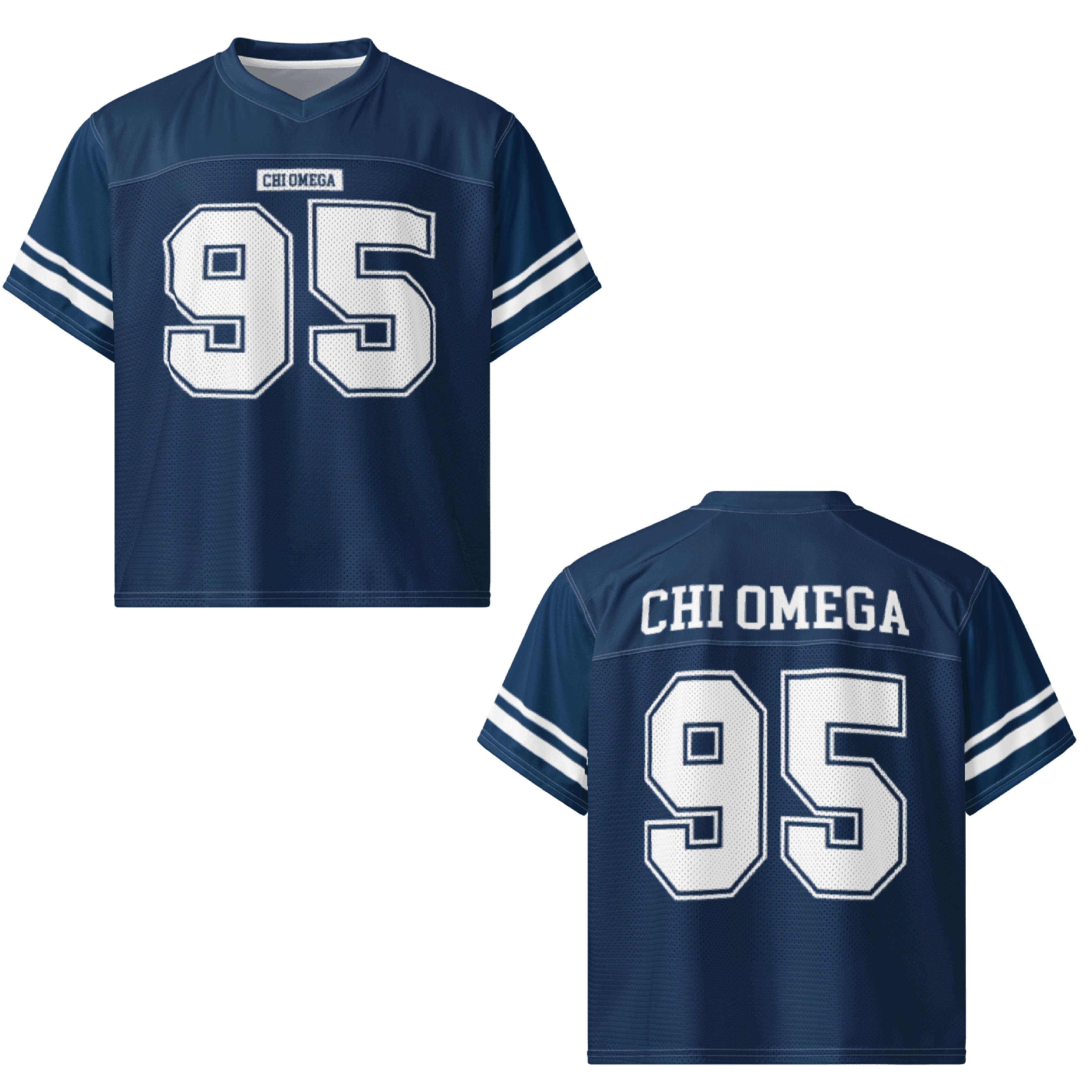 Ali & Ariel Navy Football Jersey Chi Omega / Medium