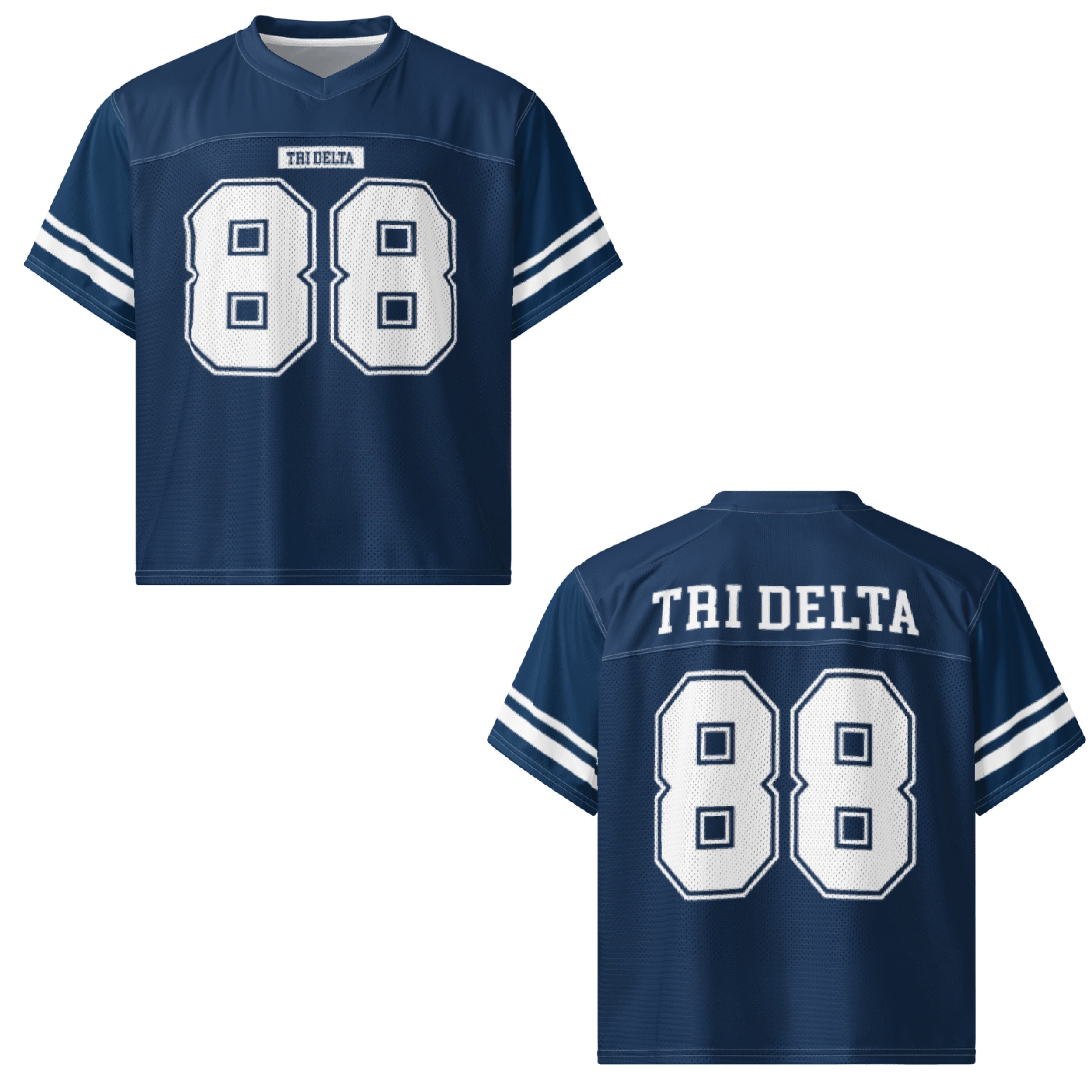 Ali & Ariel Navy Football Jersey Delta Delta Delta / Medium