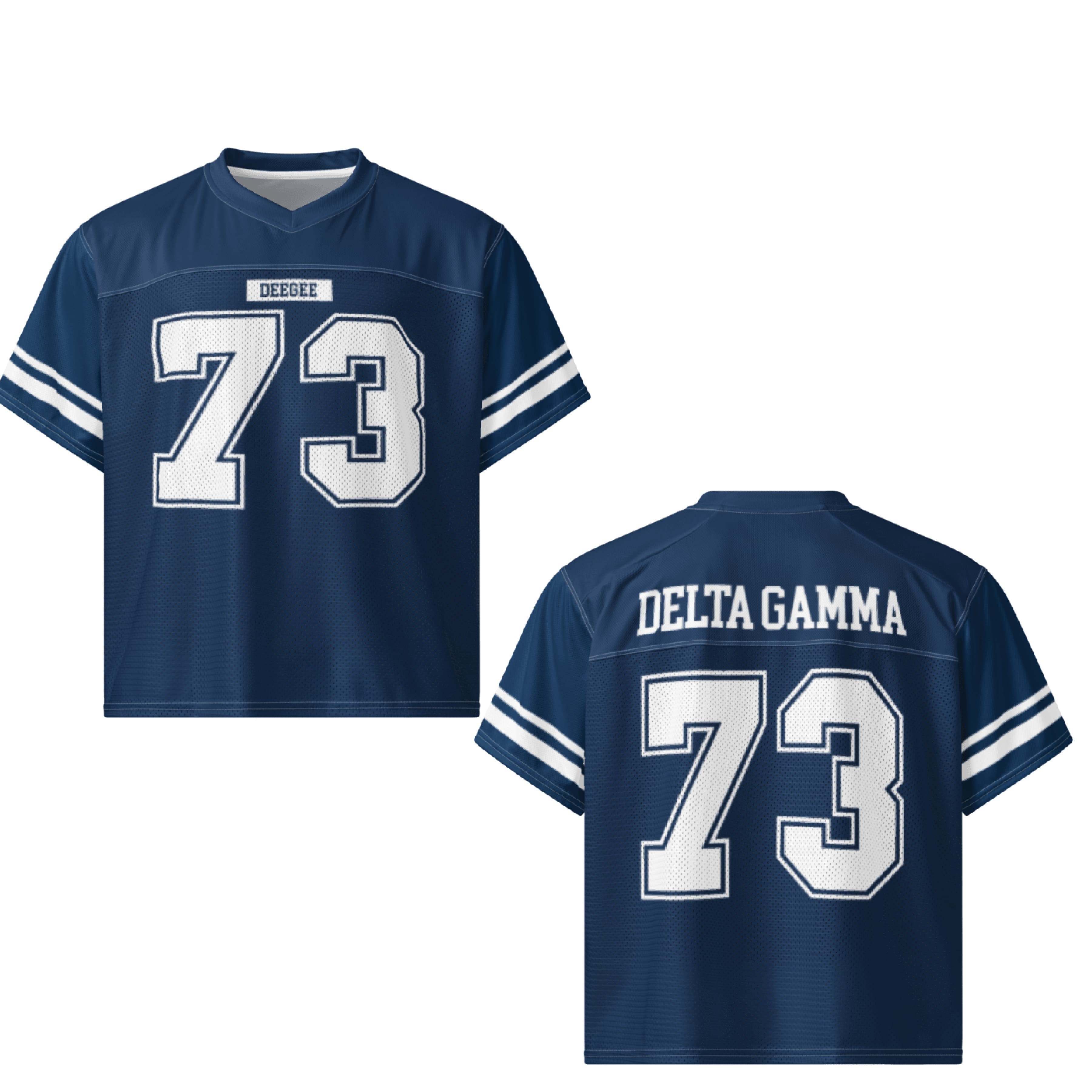 Ali & Ariel Navy Football Jersey Delta Gamma / Medium