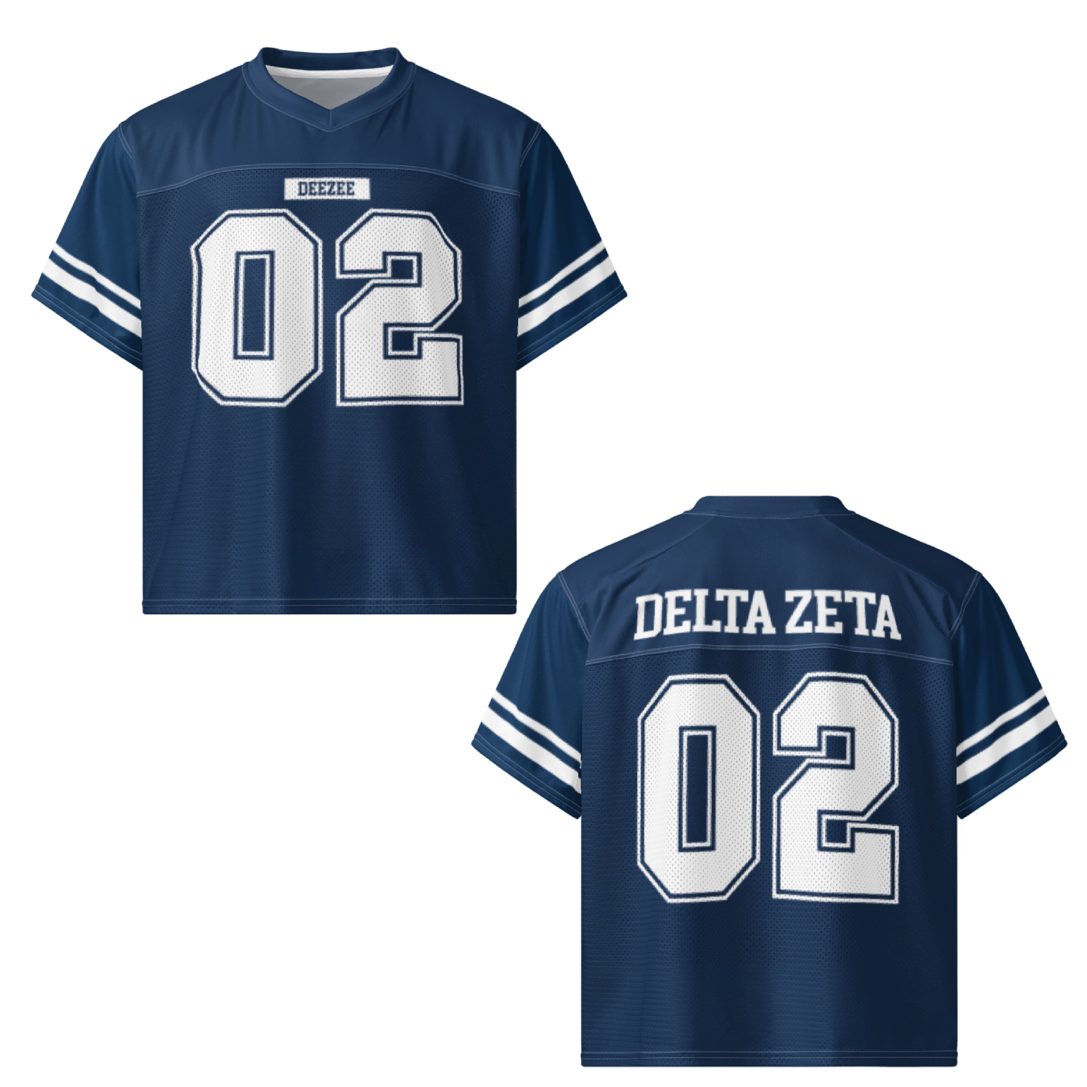 Ali & Ariel Navy Football Jersey Delta Zeta / Medium