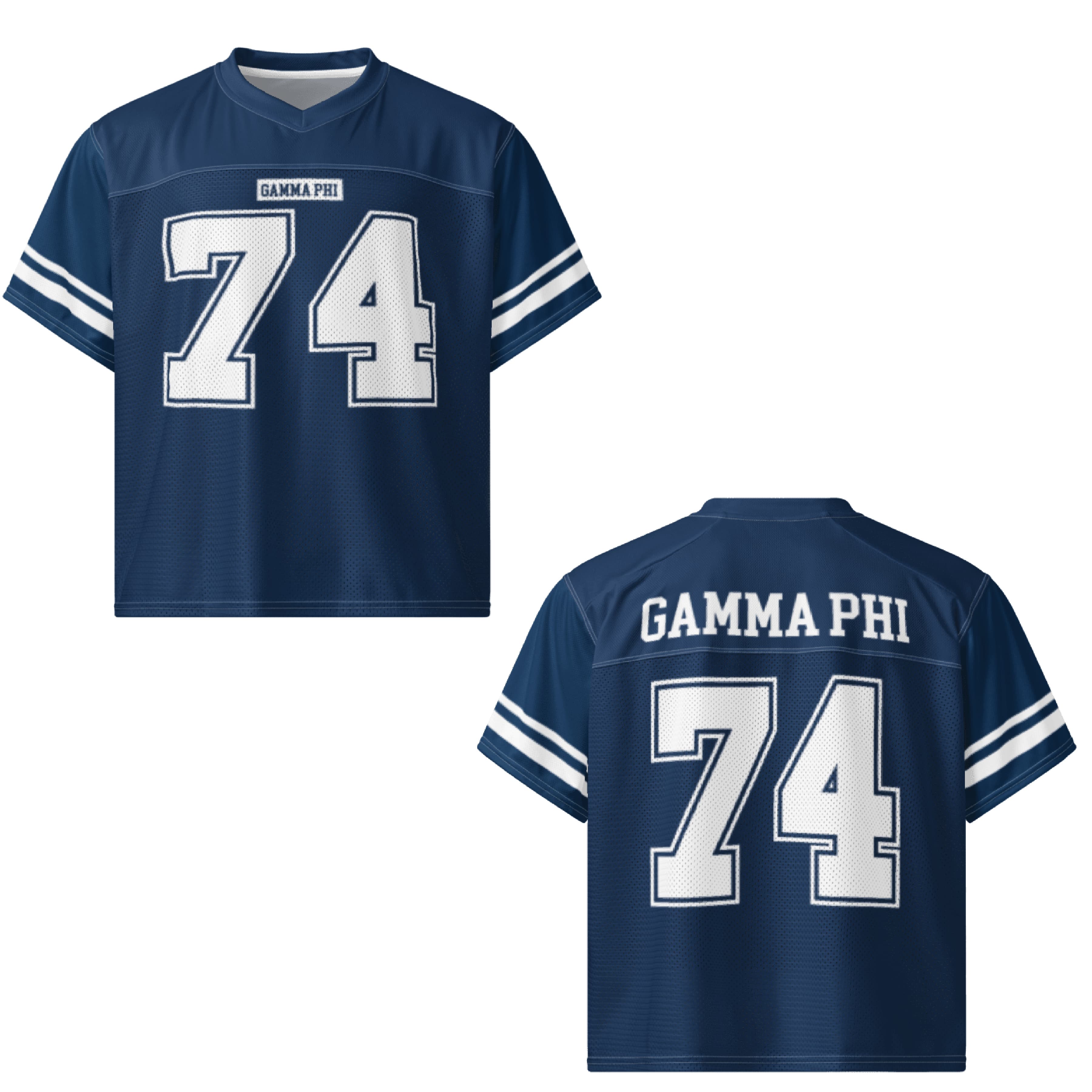 Ali & Ariel Navy Football Jersey Gamma Phi Beta / Medium