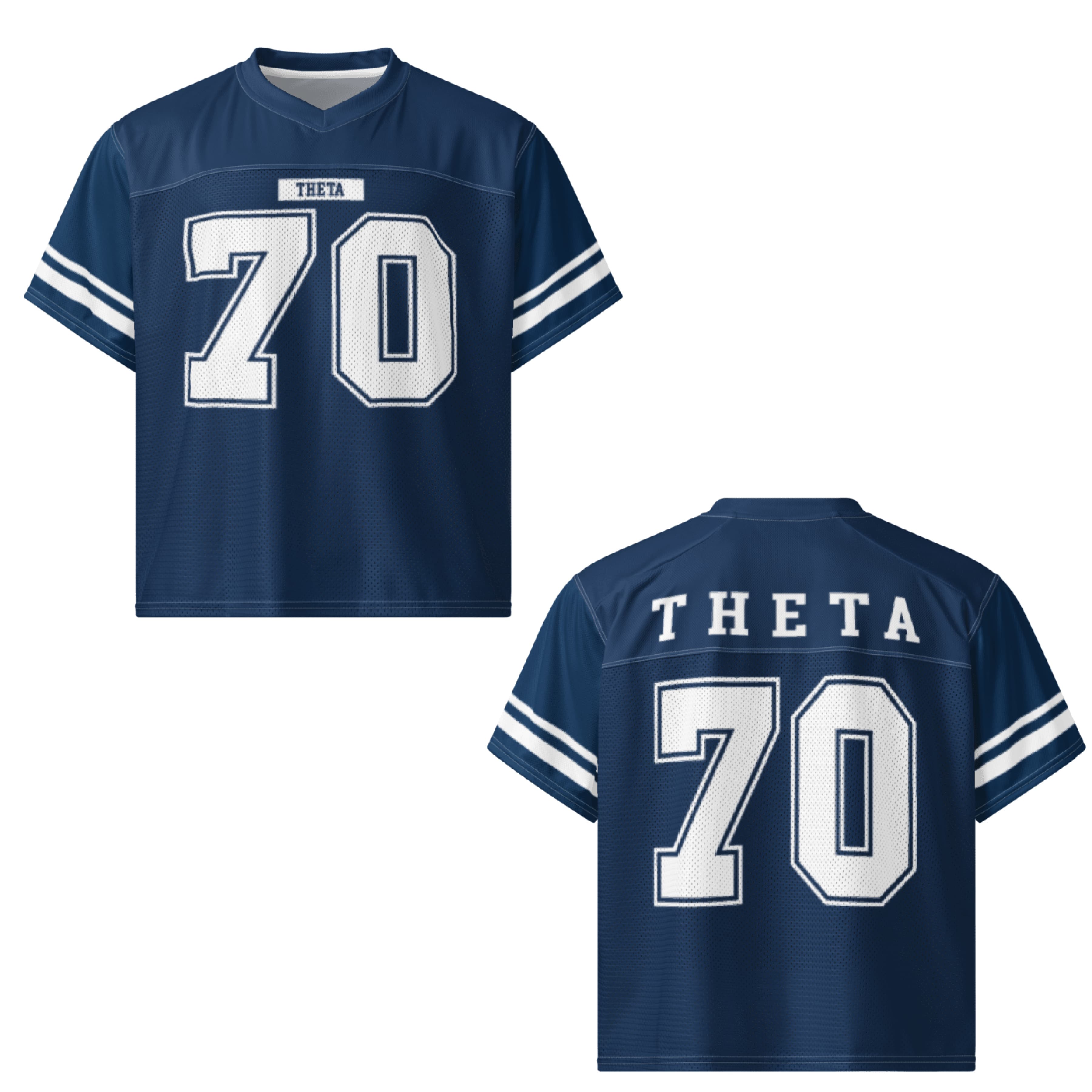 Ali & Ariel Navy Football Jersey Kappa Alpha Theta / Medium