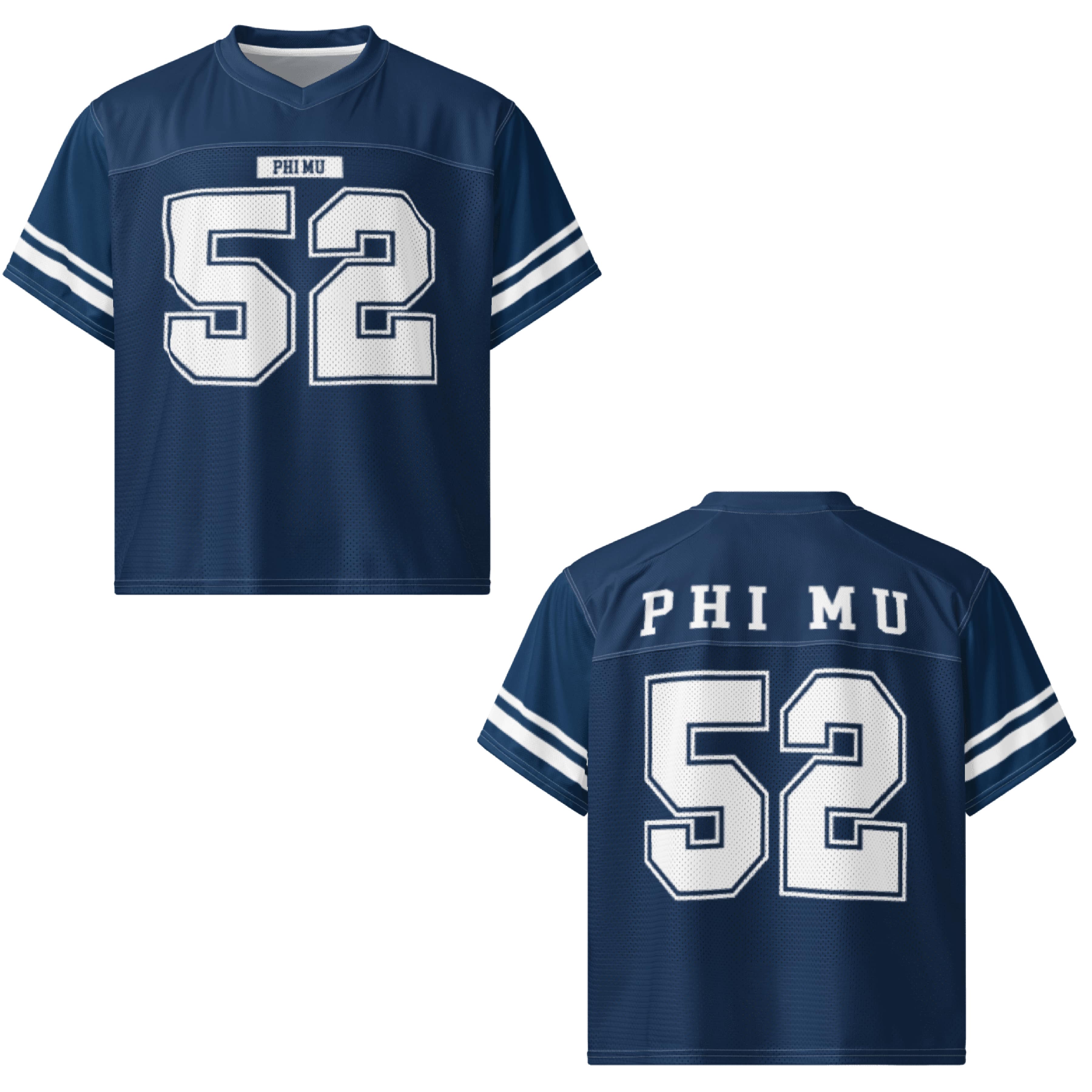 Ali & Ariel Navy Football Jersey Phi Mu / Medium