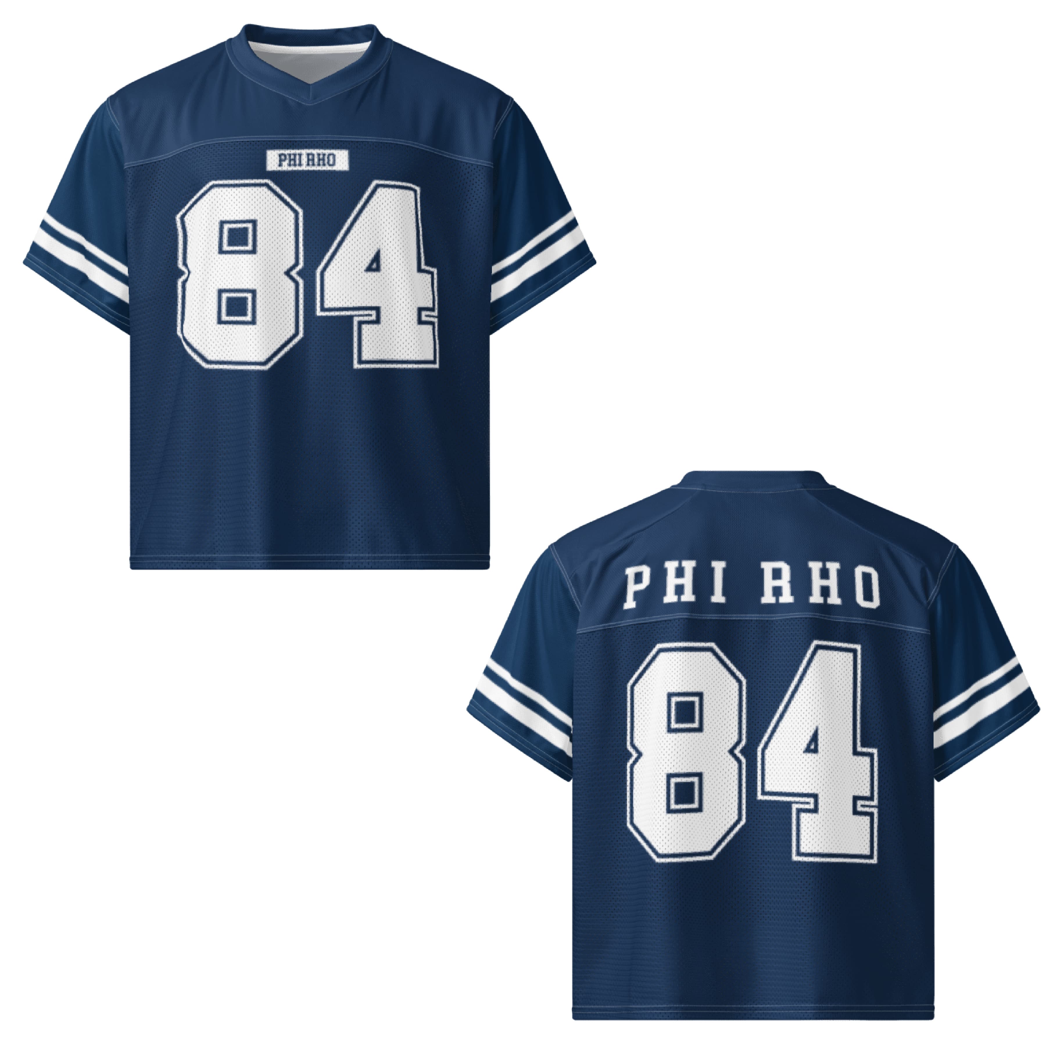Ali & Ariel Navy Football Jersey Phi Sigma Rho / Medium