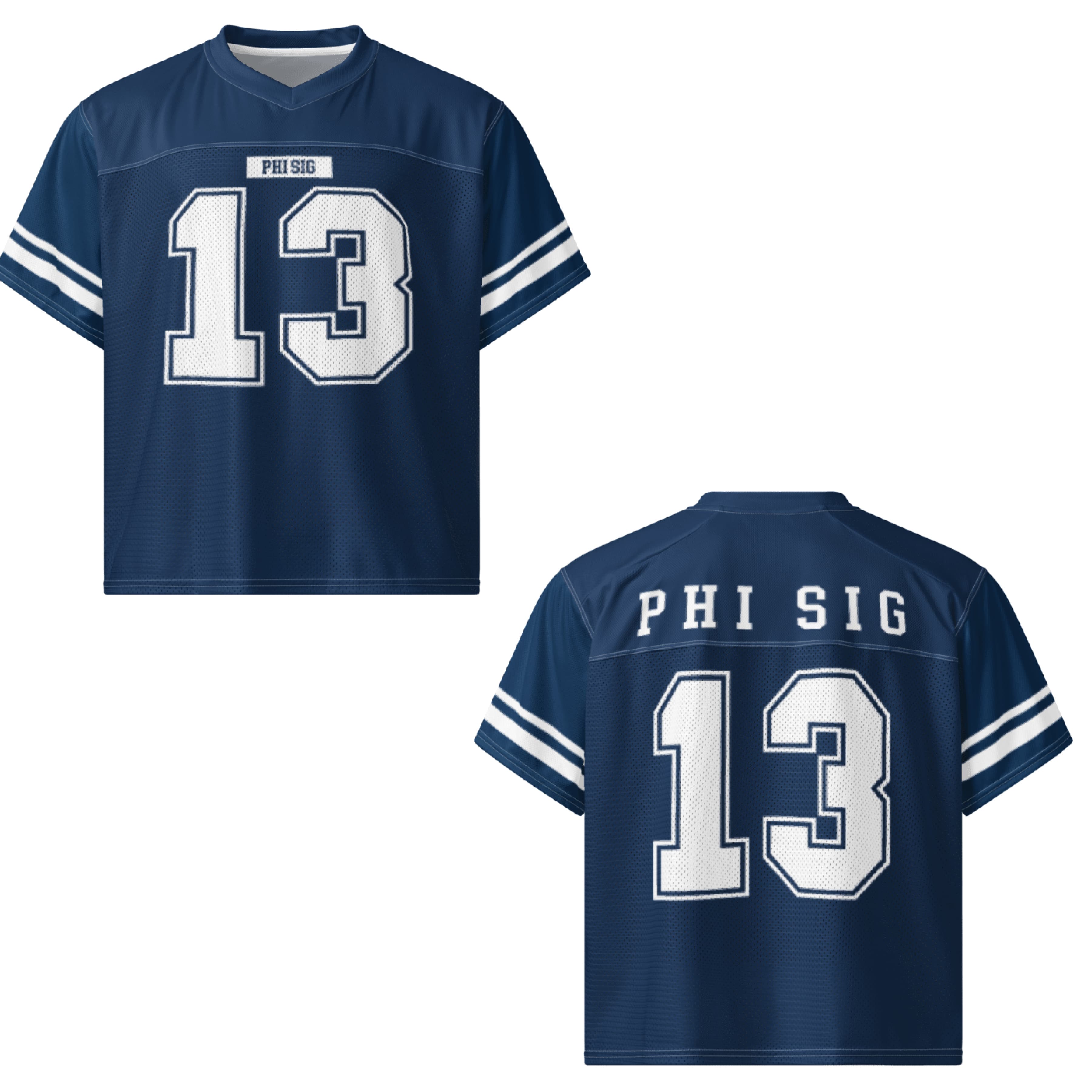 Ali & Ariel Navy Football Jersey Phi Sigma Sigma / Medium