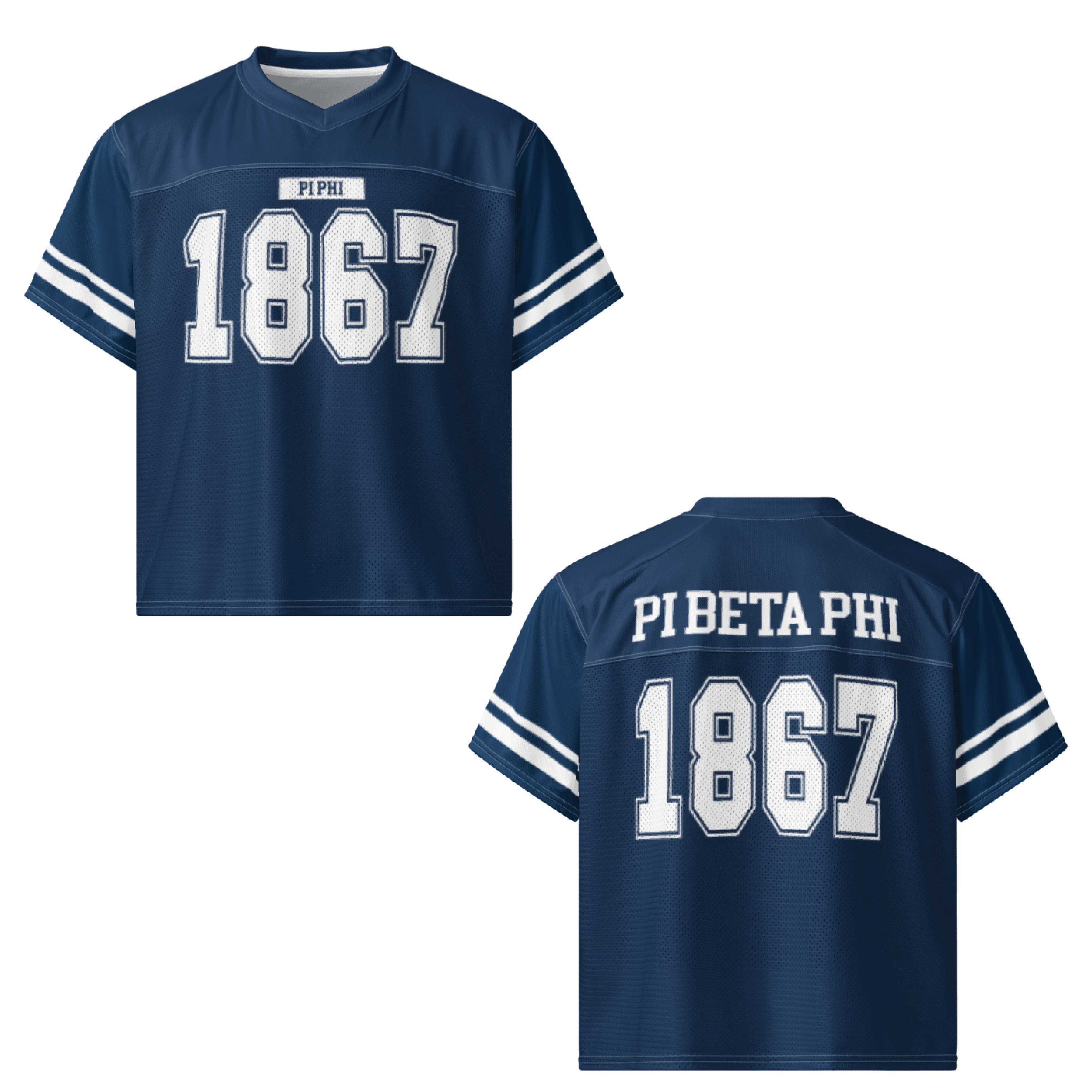 Ali & Ariel Navy Football Jersey Pi Beta Phi / Medium