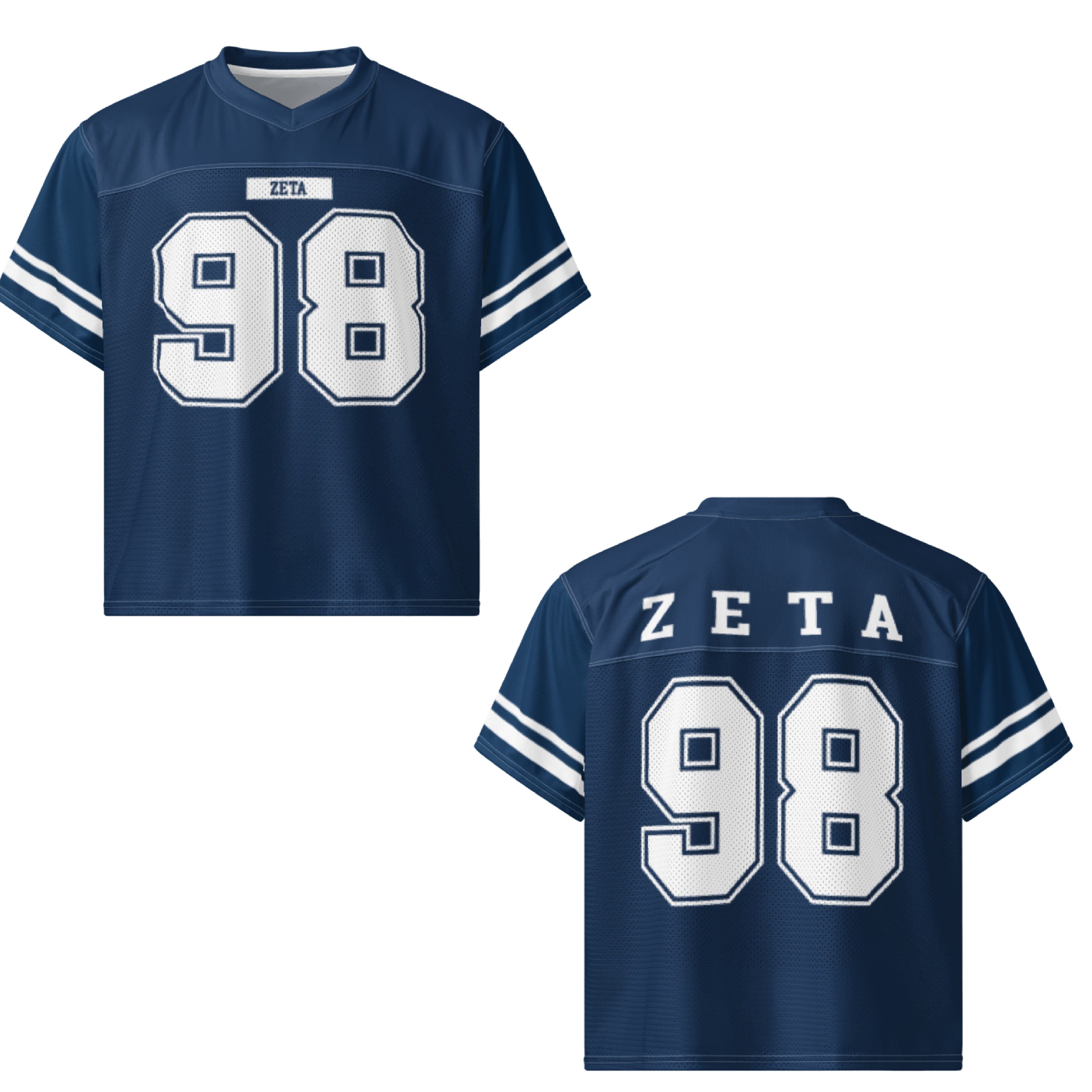 Ali & Ariel Navy Football Jersey Zeta Tau Alpha / Medium