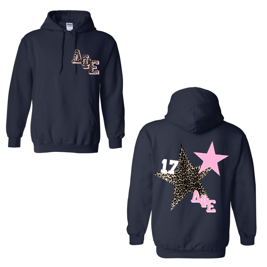 Ali & Ariel Navy Leopard Star Hoodie Delta Phi Epsilon / Medium