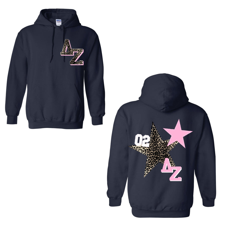 Ali & Ariel Navy Leopard Star Hoodie Delta Zeta / Medium