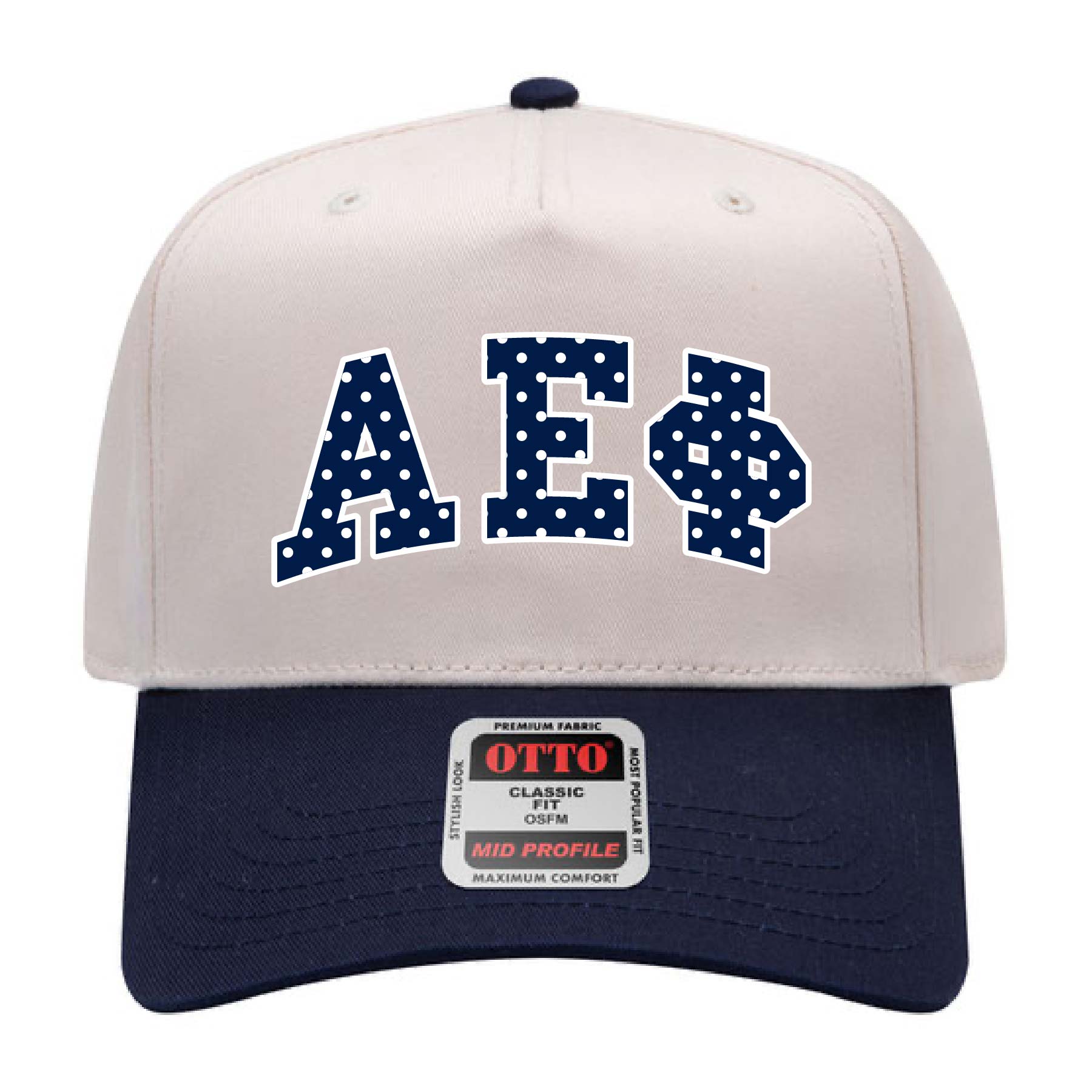 Ali & Ariel Navy Polka Dot Embroidered Hat Alpha Epsilon Phi