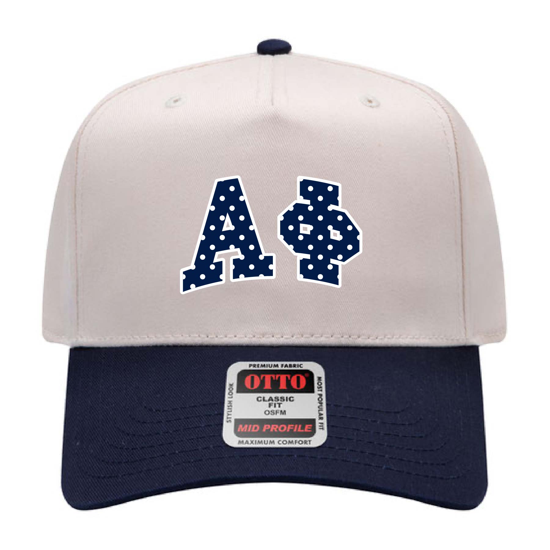 Ali & Ariel Navy Polka Dot Embroidered Hat Alpha Phi