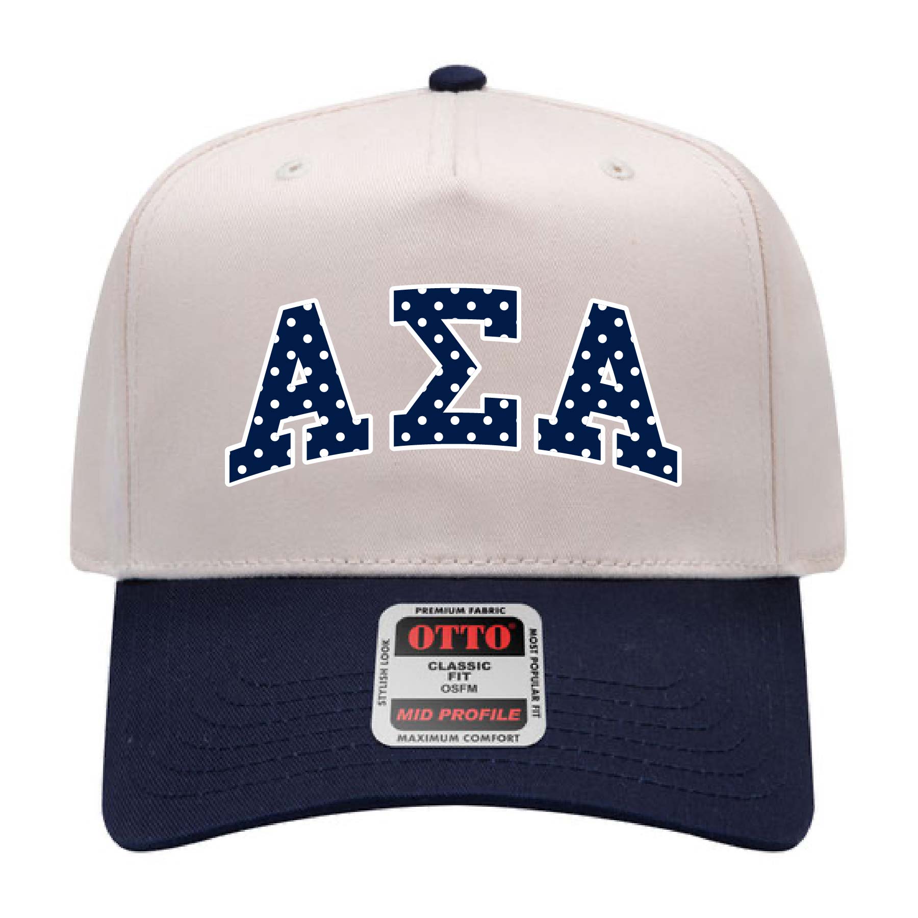 Ali & Ariel Navy Polka Dot Embroidered Hat Alpha Sigma Alpha