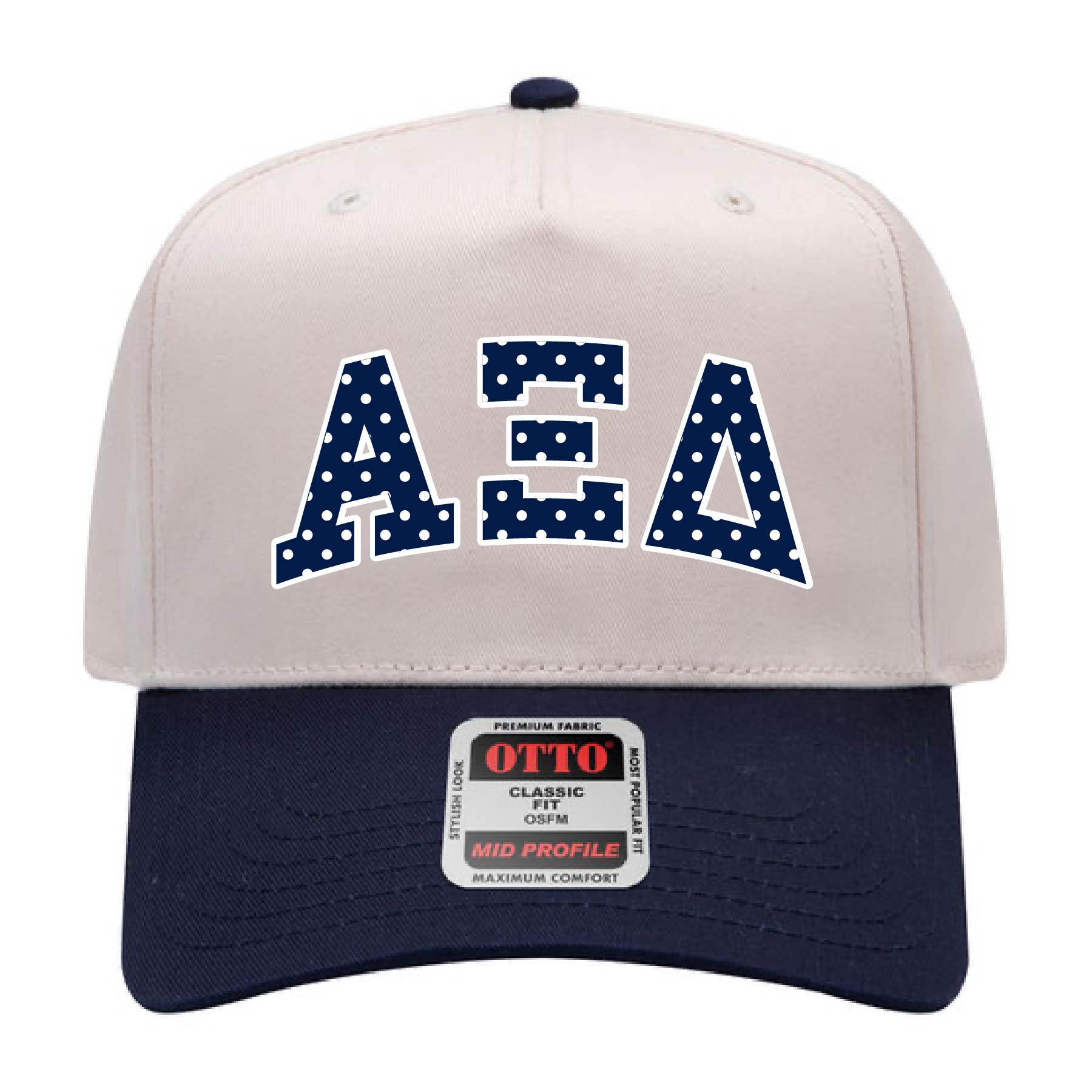 Ali & Ariel Navy Polka Dot Embroidered Hat Alpha Xi Delta