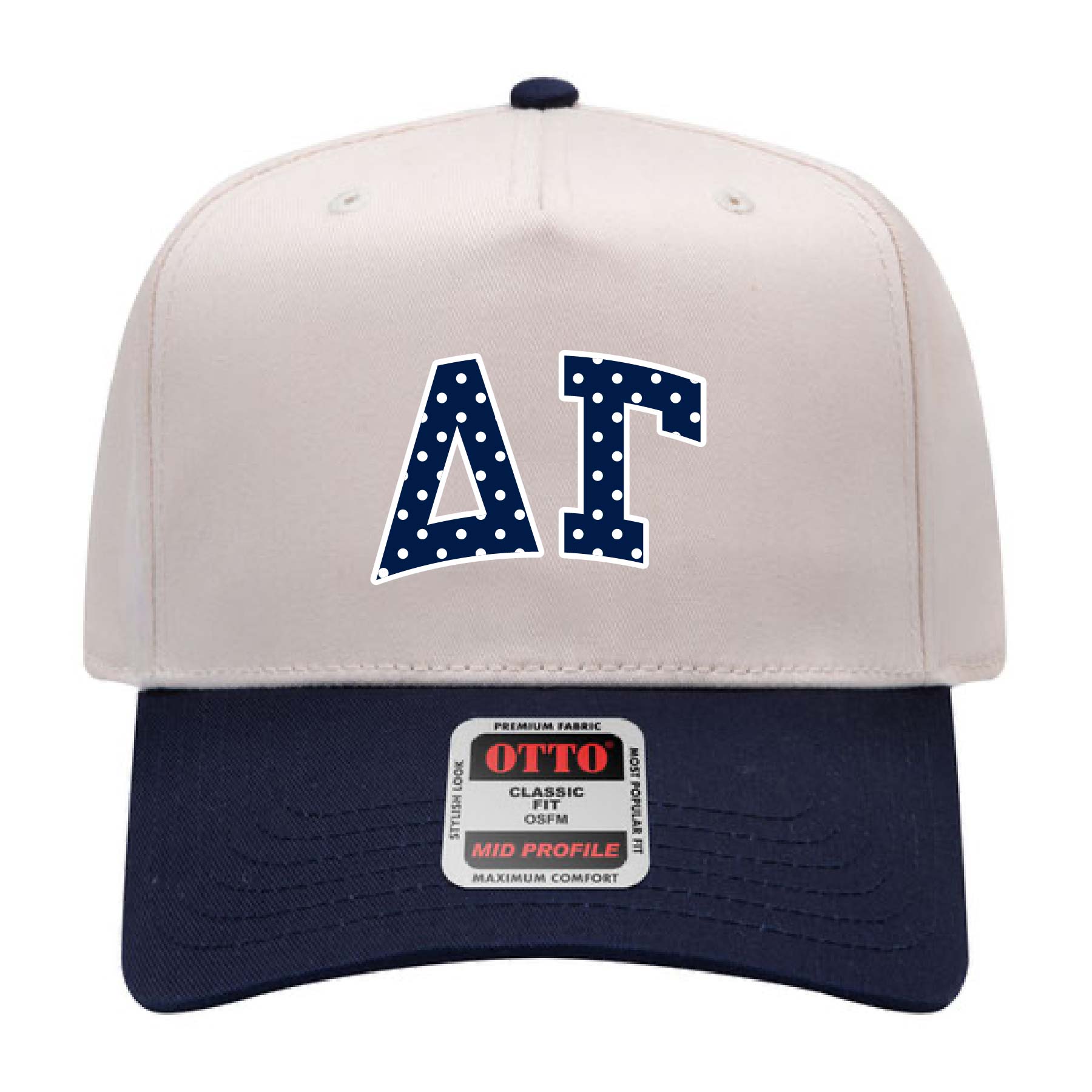Ali & Ariel Navy Polka Dot Embroidered Hat Delta Gamma