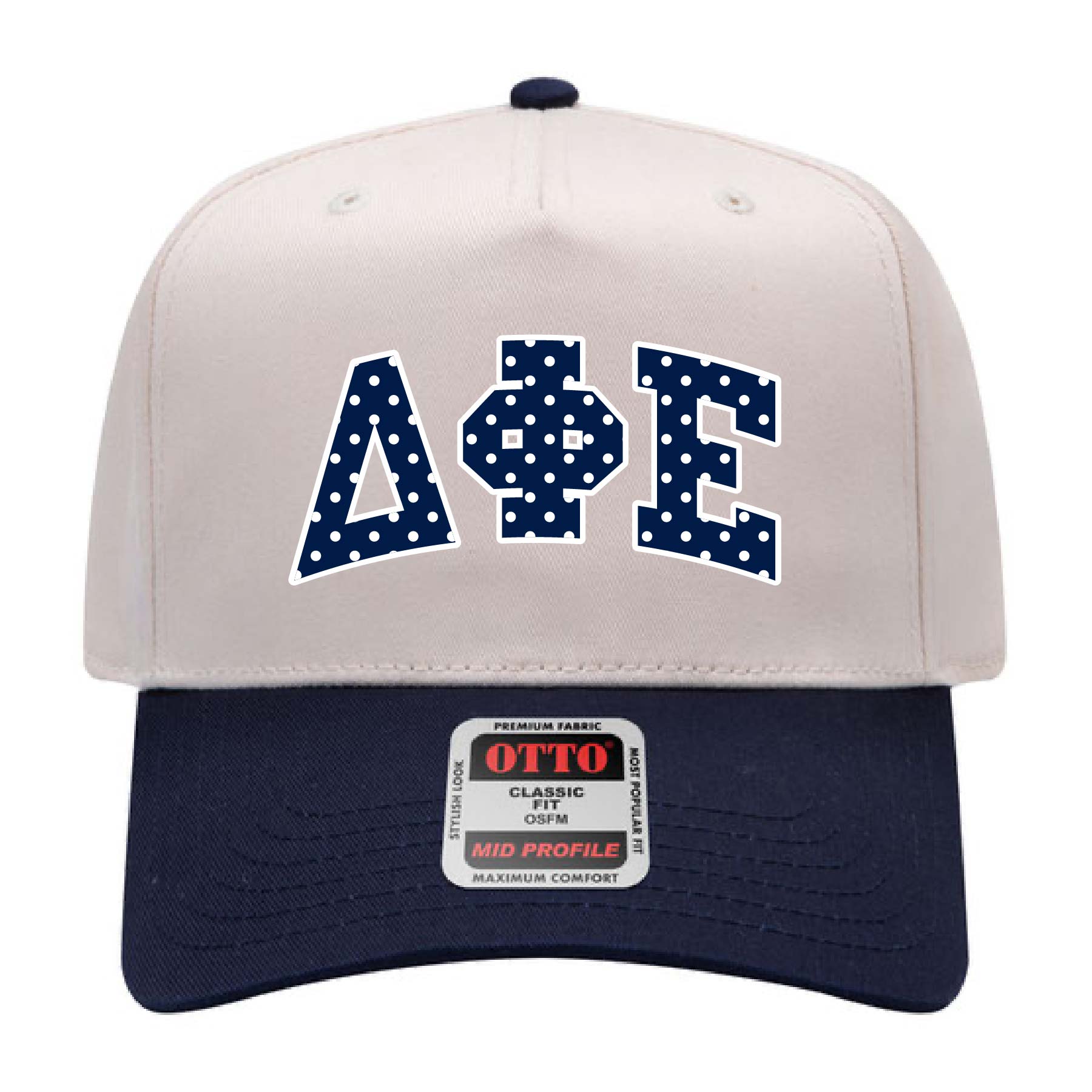 Ali & Ariel Navy Polka Dot Embroidered Hat Delta Phi Epsilon