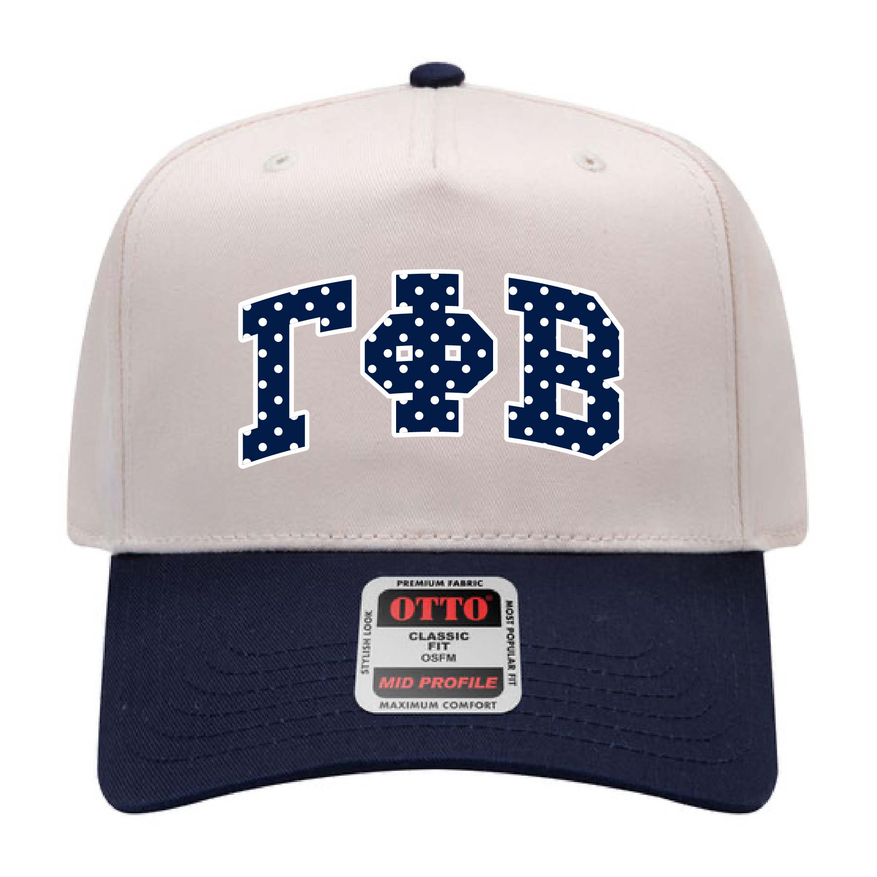 Ali & Ariel Navy Polka Dot Embroidered Hat Gamma Phi Beta