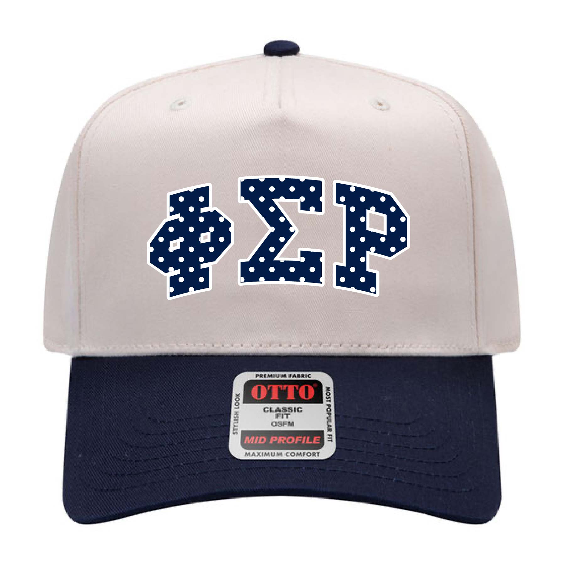 Ali & Ariel Navy Polka Dot Embroidered Hat Phi Sigma Rho
