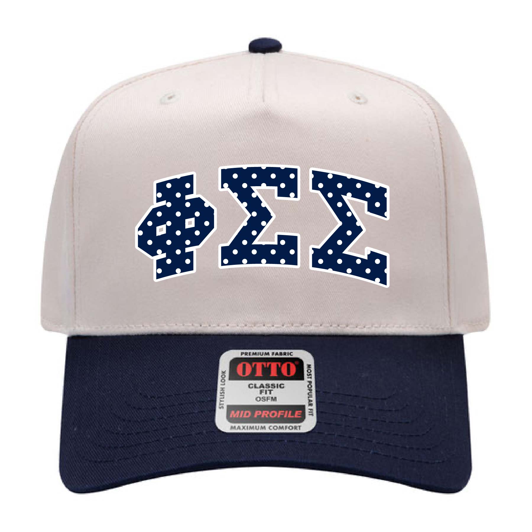 Ali & Ariel Navy Polka Dot Embroidered Hat Phi Sigma Sigma