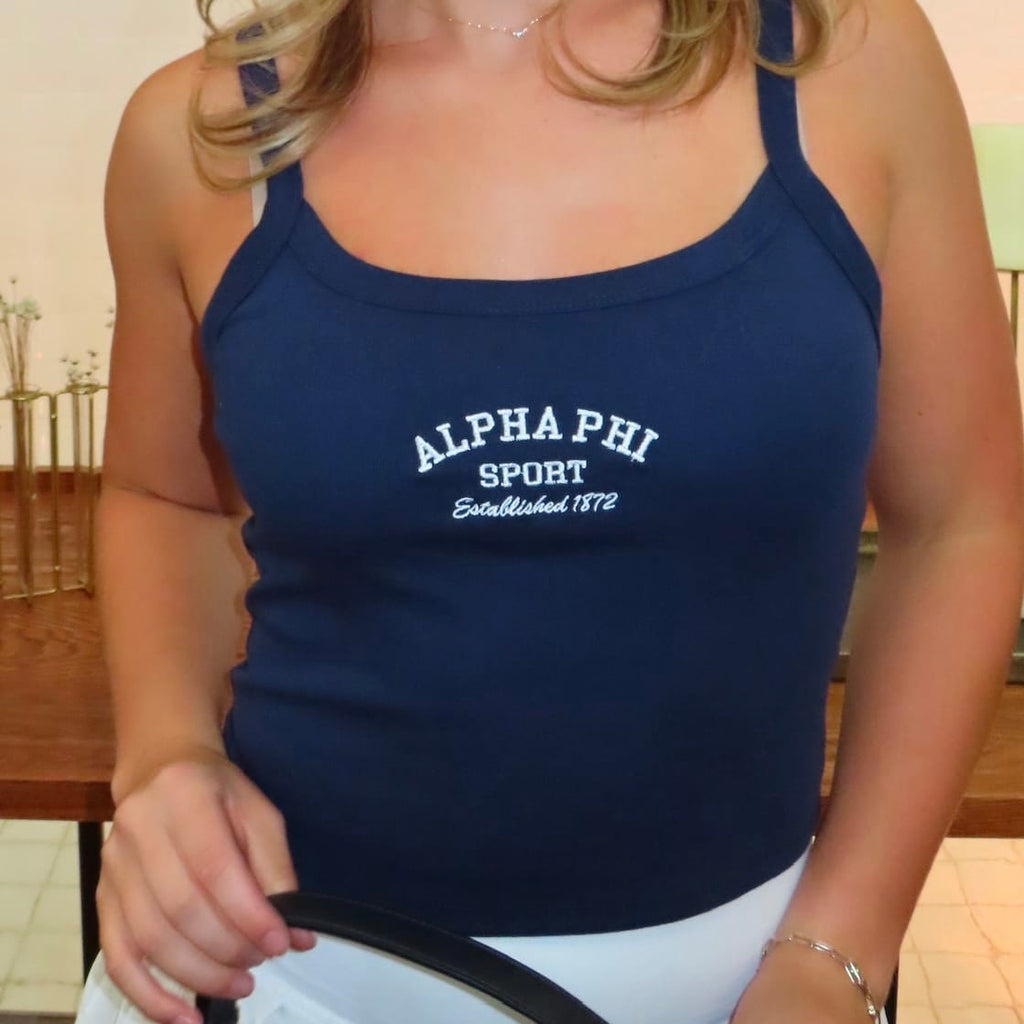 Ali & Ariel Navy Sport Embroidered Tank Top