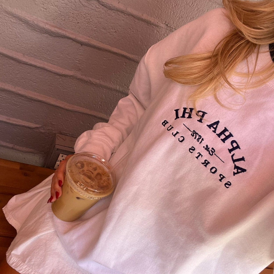 Ali & Ariel Navy Sports Club Embroidered Crewneck <br> (sororities G-Z)