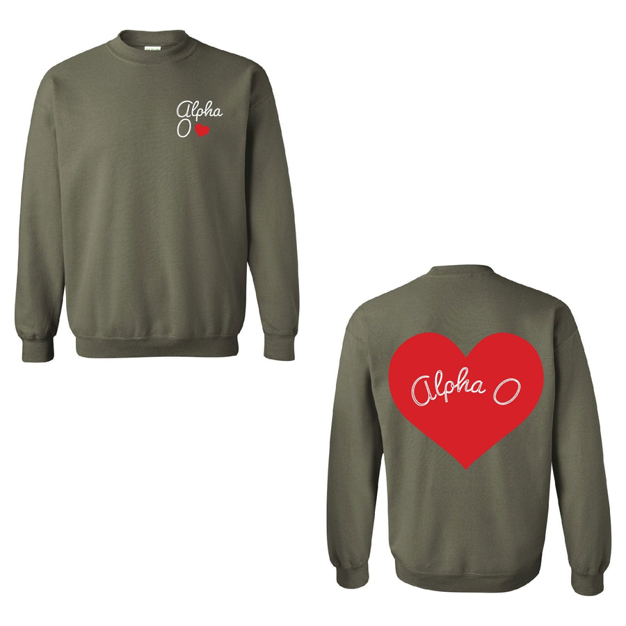 Ali & Ariel Olive Crewneck Alpha Omicron Pi / Medium