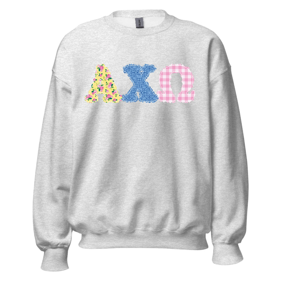 Ali & Ariel Patchwork Crewneck Alpha Chi Omega / Medium