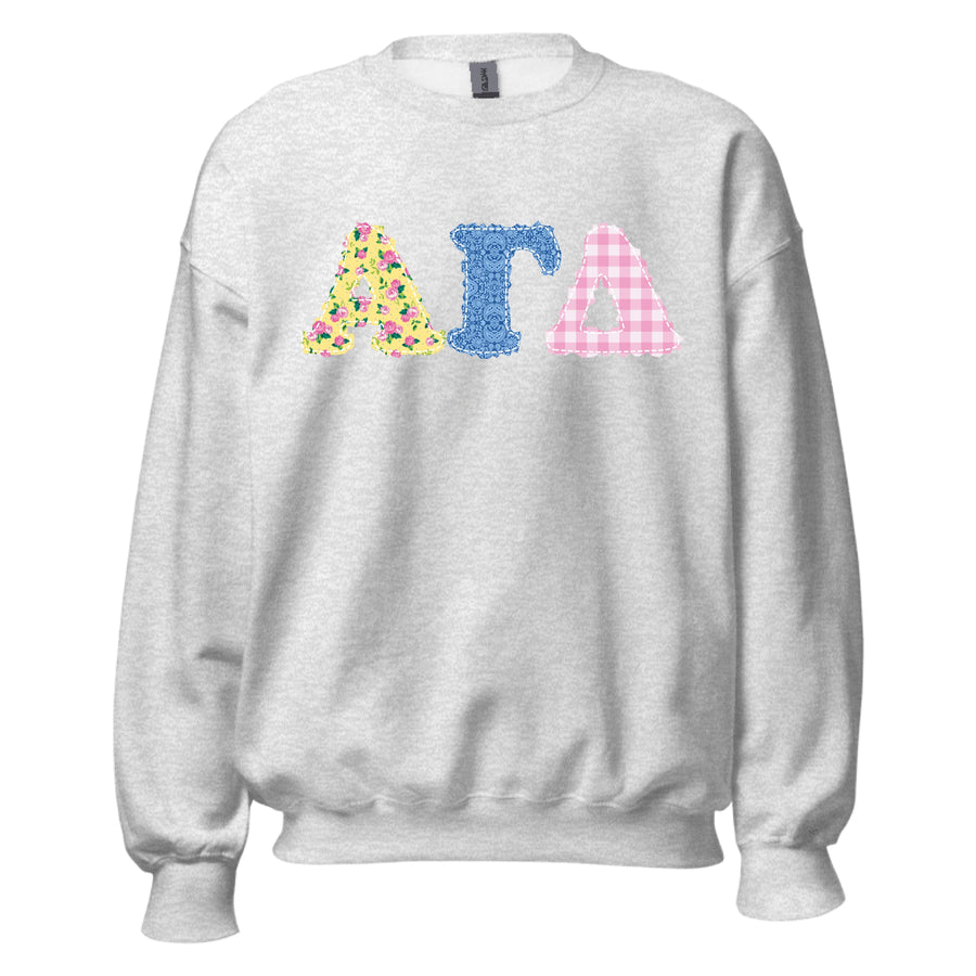 Ali & Ariel Patchwork Crewneck Alpha Gamma Delta / Medium