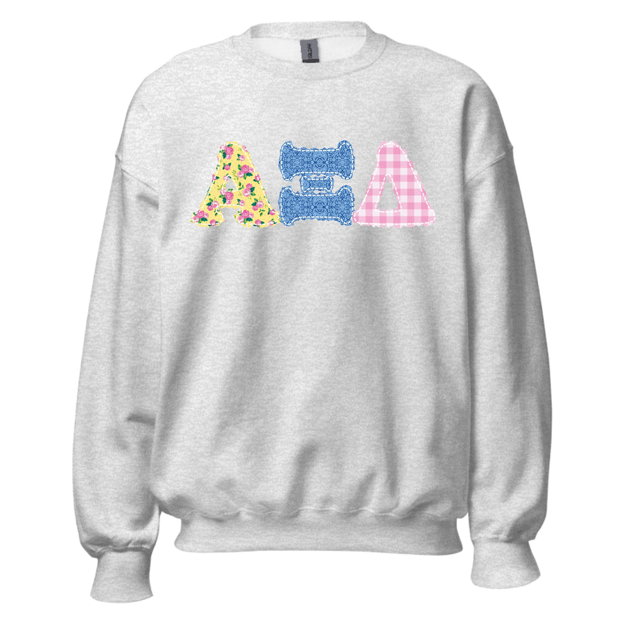 Ali & Ariel Patchwork Crewneck Alpha Xi Delta / Medium