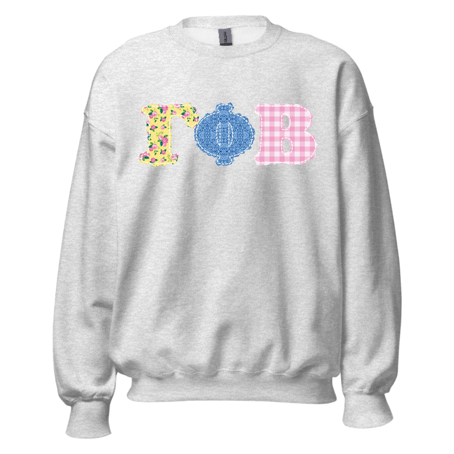 Ali & Ariel Patchwork Crewneck Gamma Phi Beta / Medium