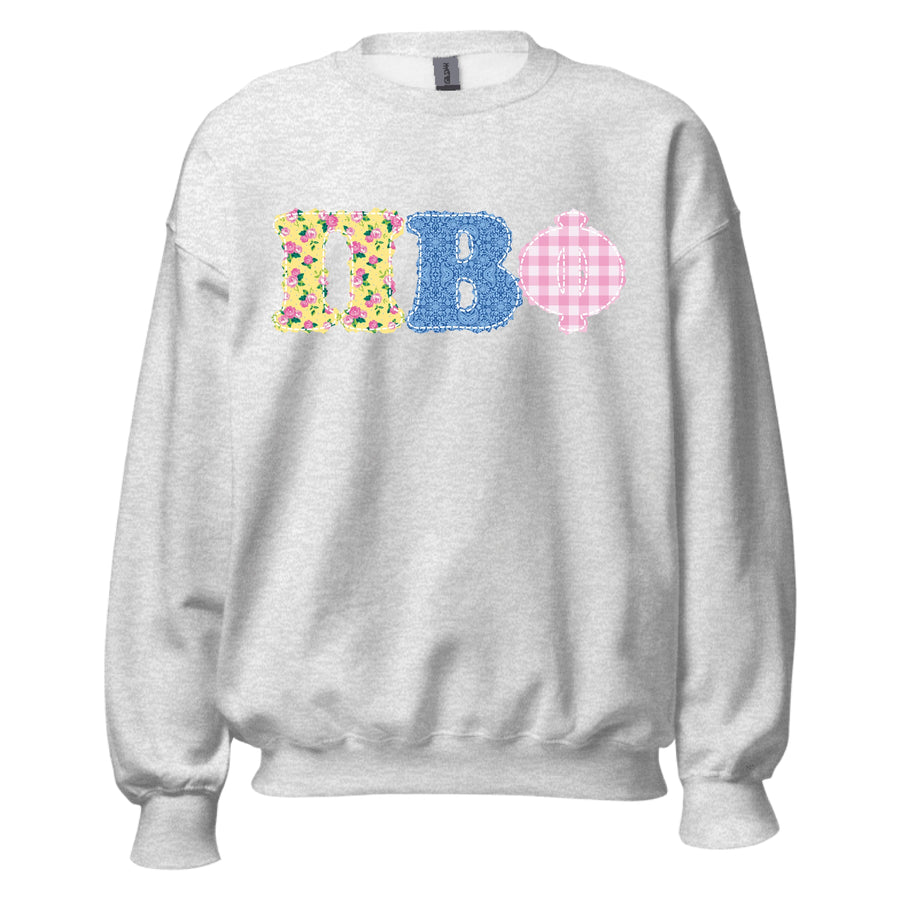 Ali & Ariel Patchwork Crewneck Pi Beta Phi / Medium