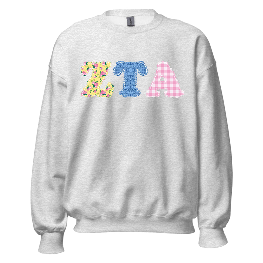 Ali & Ariel Patchwork Crewneck Zeta Tau Alpha / Medium