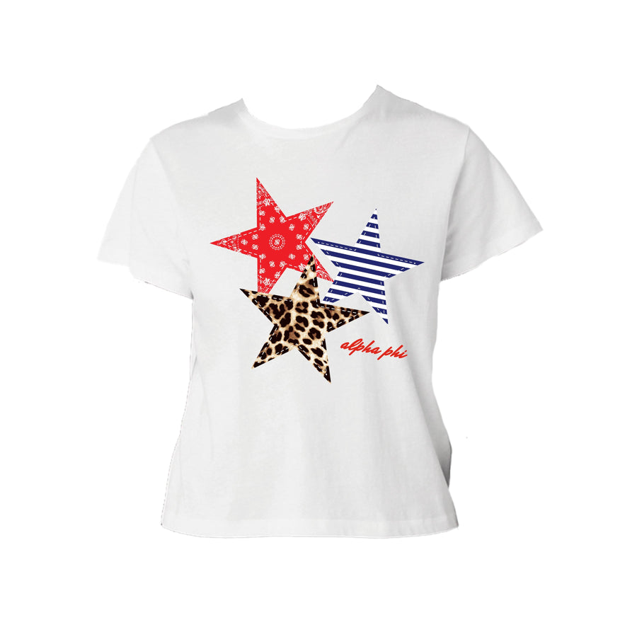 Ali & Ariel Patchwork Star Baby Tee Alpha Phi / Small