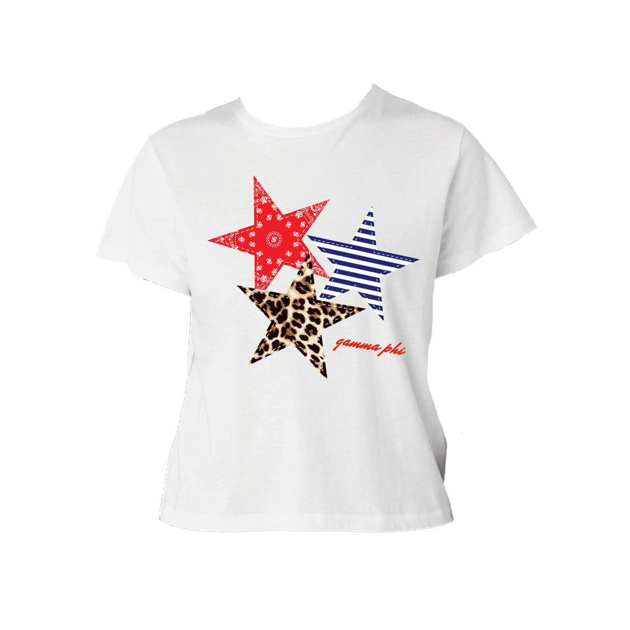 Ali & Ariel Patchwork Star Baby Tee Gamma Phi Beta / Small