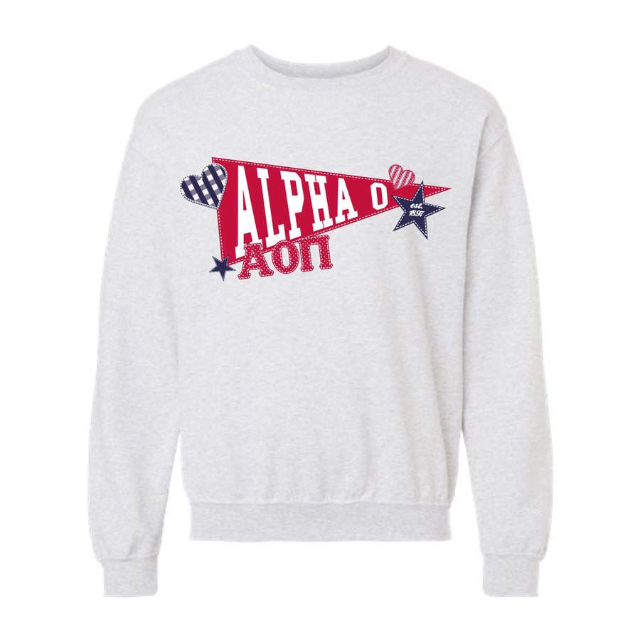 Ali & Ariel Pennant Crewneck Alpha Omicron Pi / Medium