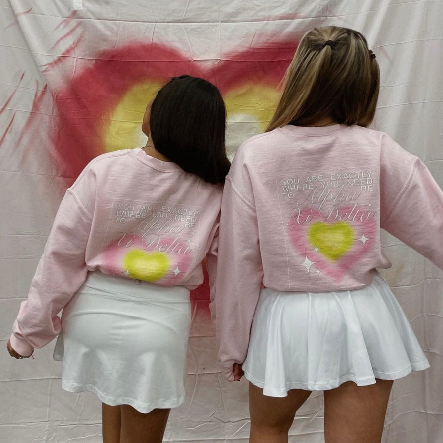 Ali & Ariel Pink Aura Heart Crewneck (sororities G-Z)