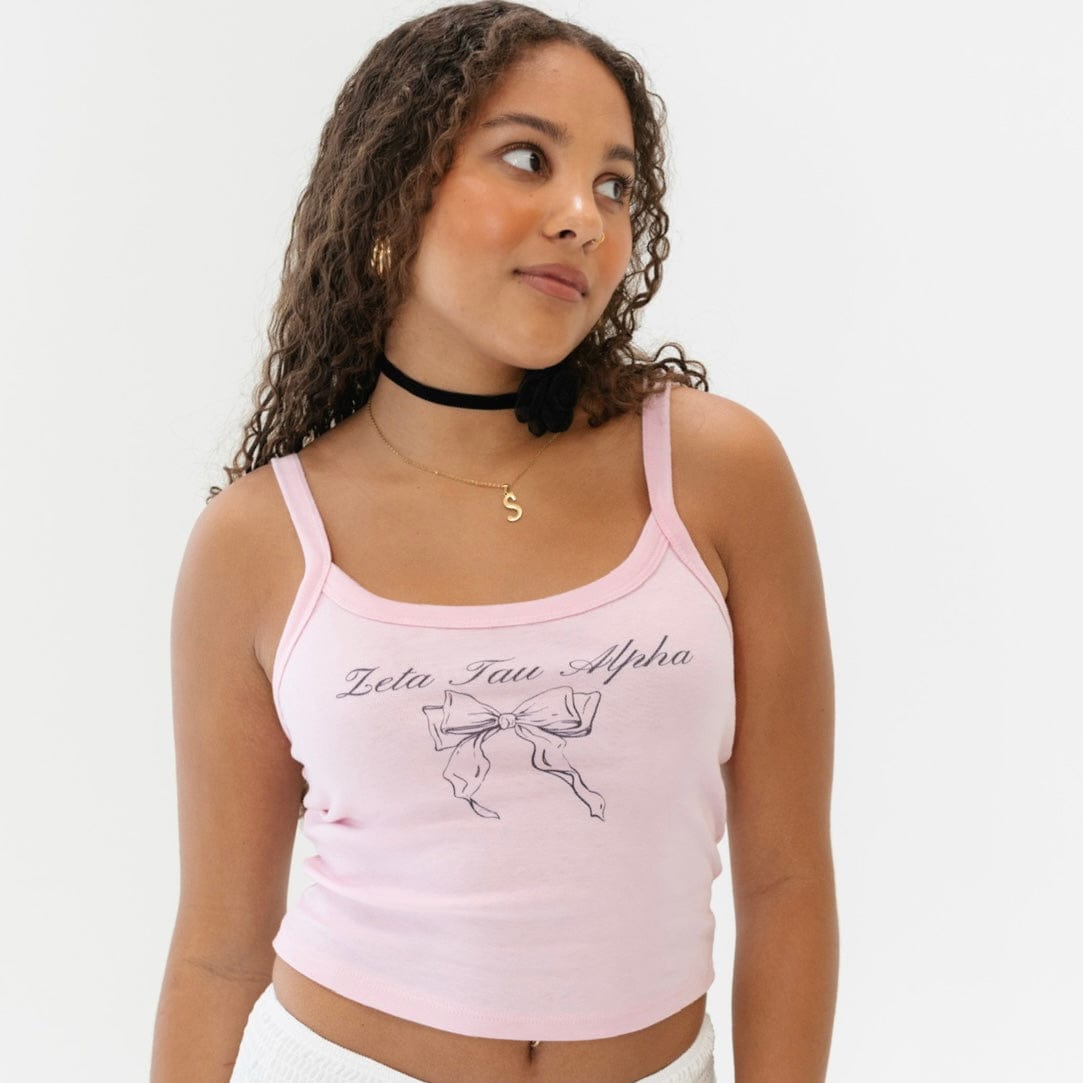 トップス andmary Angie ribbon tank pink ANDMARY】Angie ribbon tank