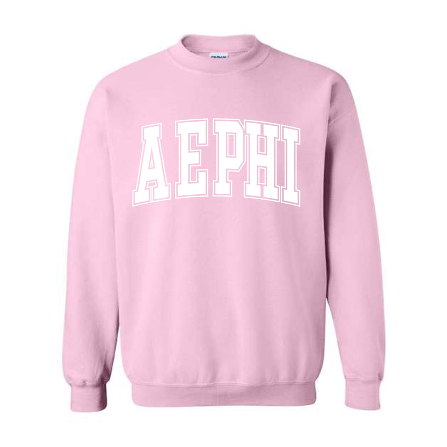 Ali & Ariel Pink Collegiate Crewneck Alpha Epsilon Phi / Medium