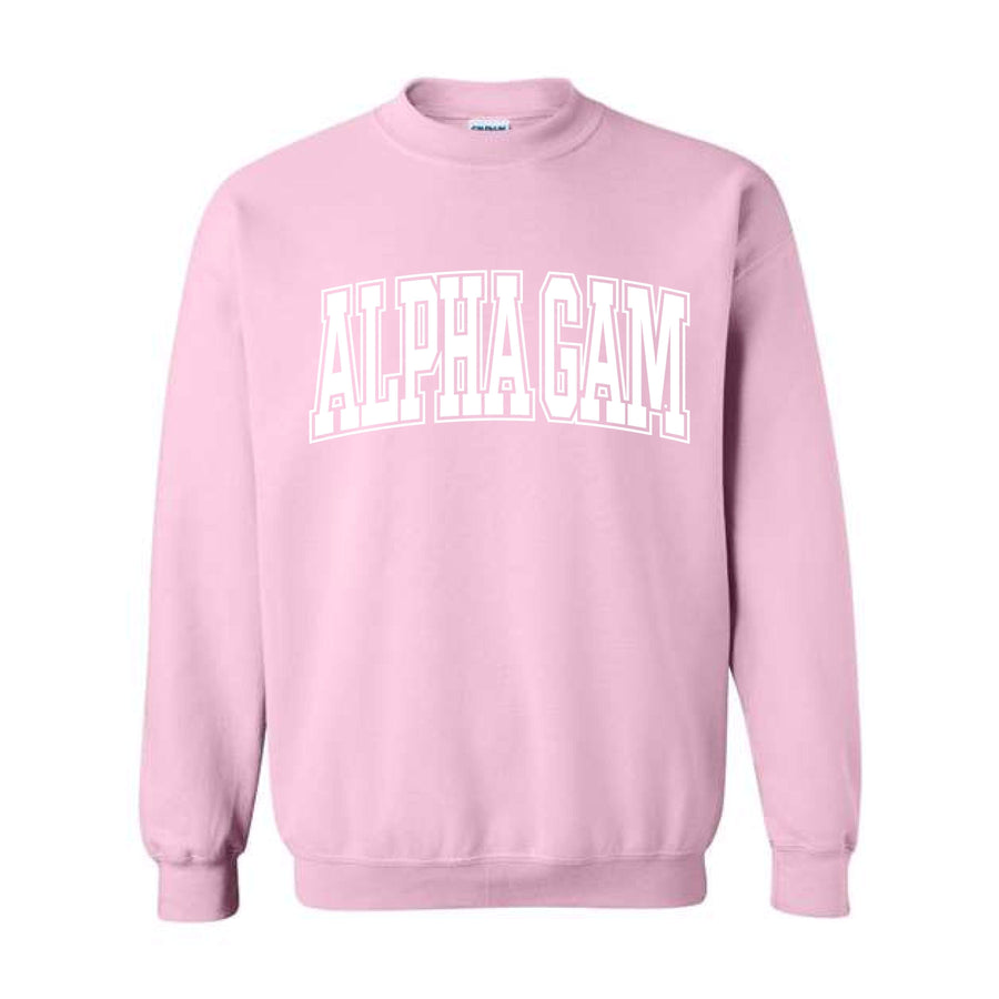 Ali & Ariel Pink Collegiate Crewneck Alpha Gamma Delta / Medium