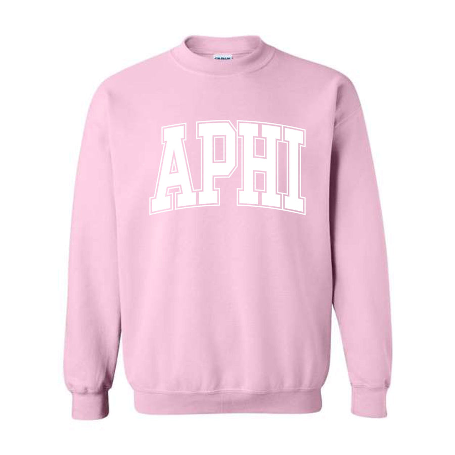 Ali & Ariel Pink Collegiate Crewneck Alpha Phi / Medium