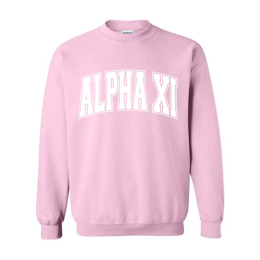 Ali & Ariel Pink Collegiate Crewneck Alpha Xi Delta / Medium