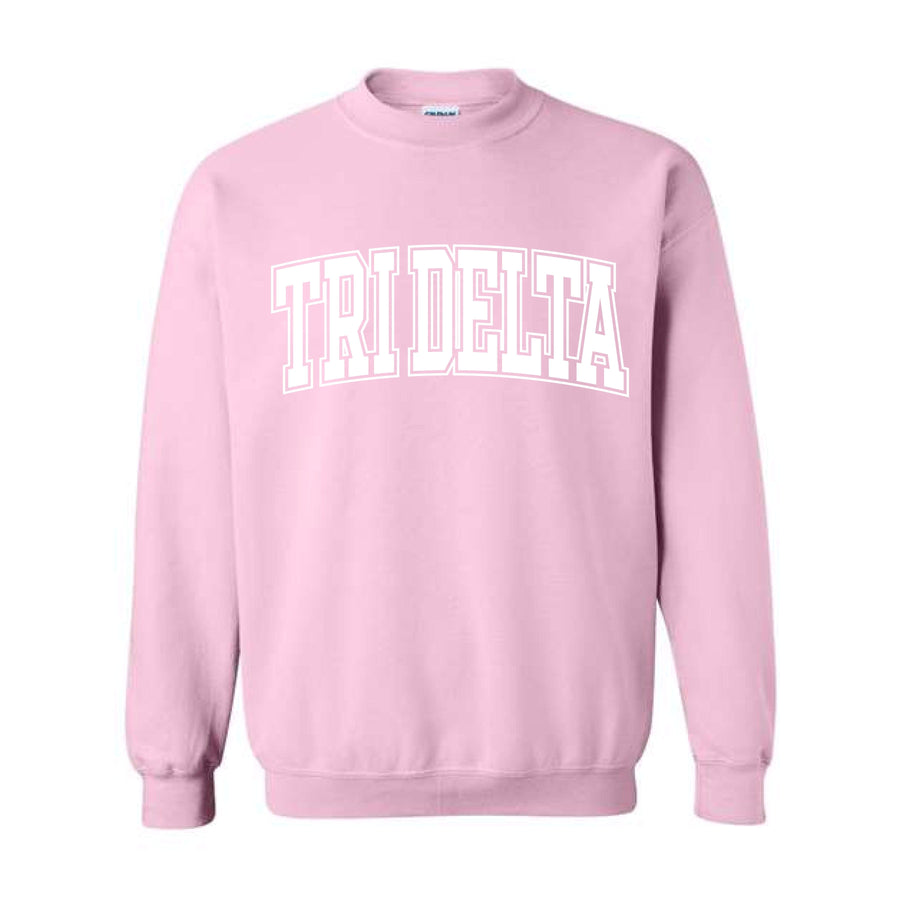 Ali & Ariel Pink Collegiate Crewneck Delta Delta Delta / Medium