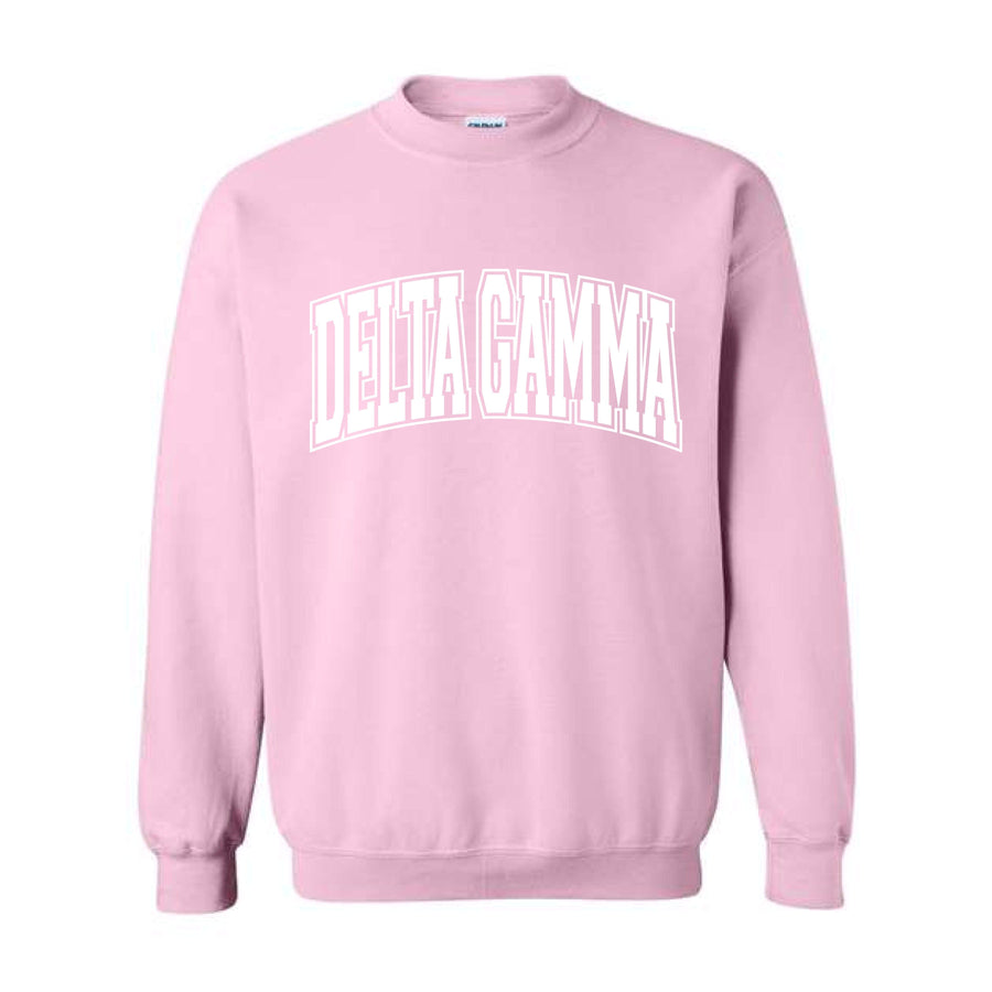 Ali & Ariel Pink Collegiate Crewneck Delta Gamma / Medium