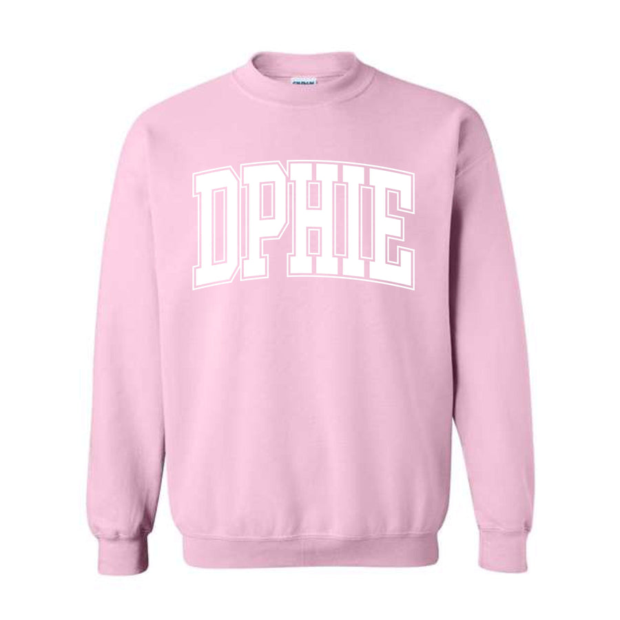 Ali & Ariel Pink Collegiate Crewneck Delta Phi Epsilon / Medium