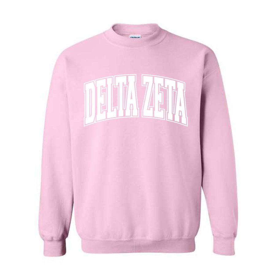 Ali & Ariel Pink Collegiate Crewneck Delta Zeta / Medium