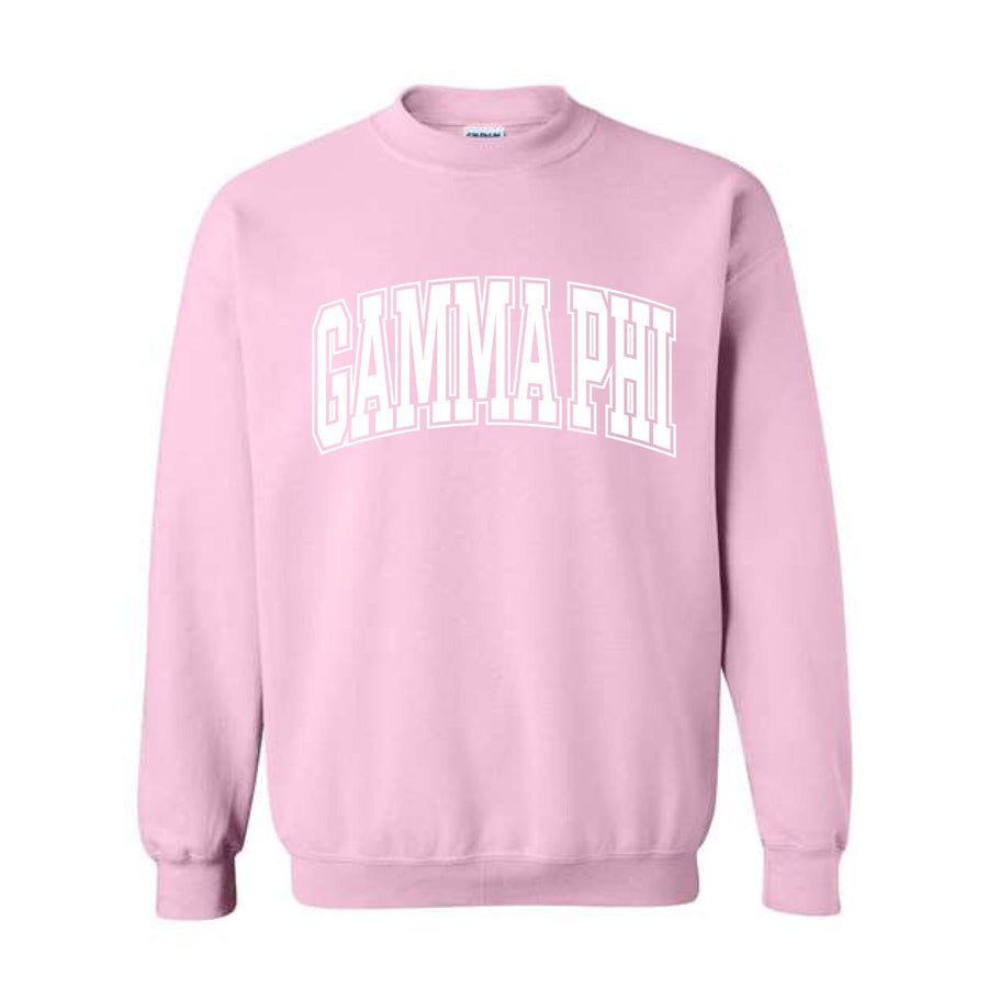 Ali & Ariel Pink Collegiate Crewneck Gamma Phi Beta / Medium