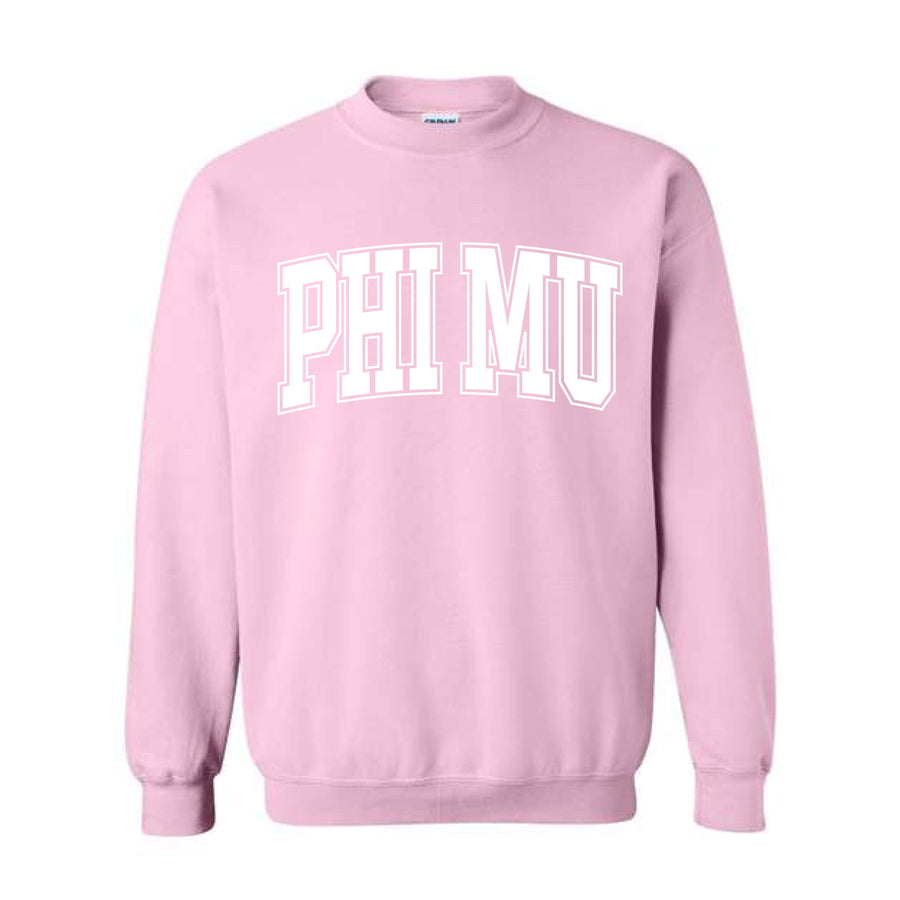 Ali & Ariel Pink Collegiate Crewneck Phi Mu / Medium