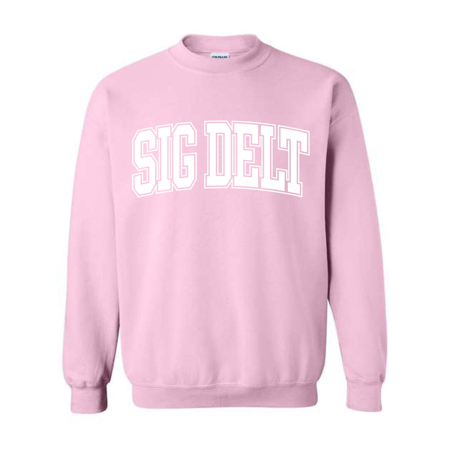 Ali & Ariel Pink Collegiate Crewneck Sigma Delta Tau / Medium