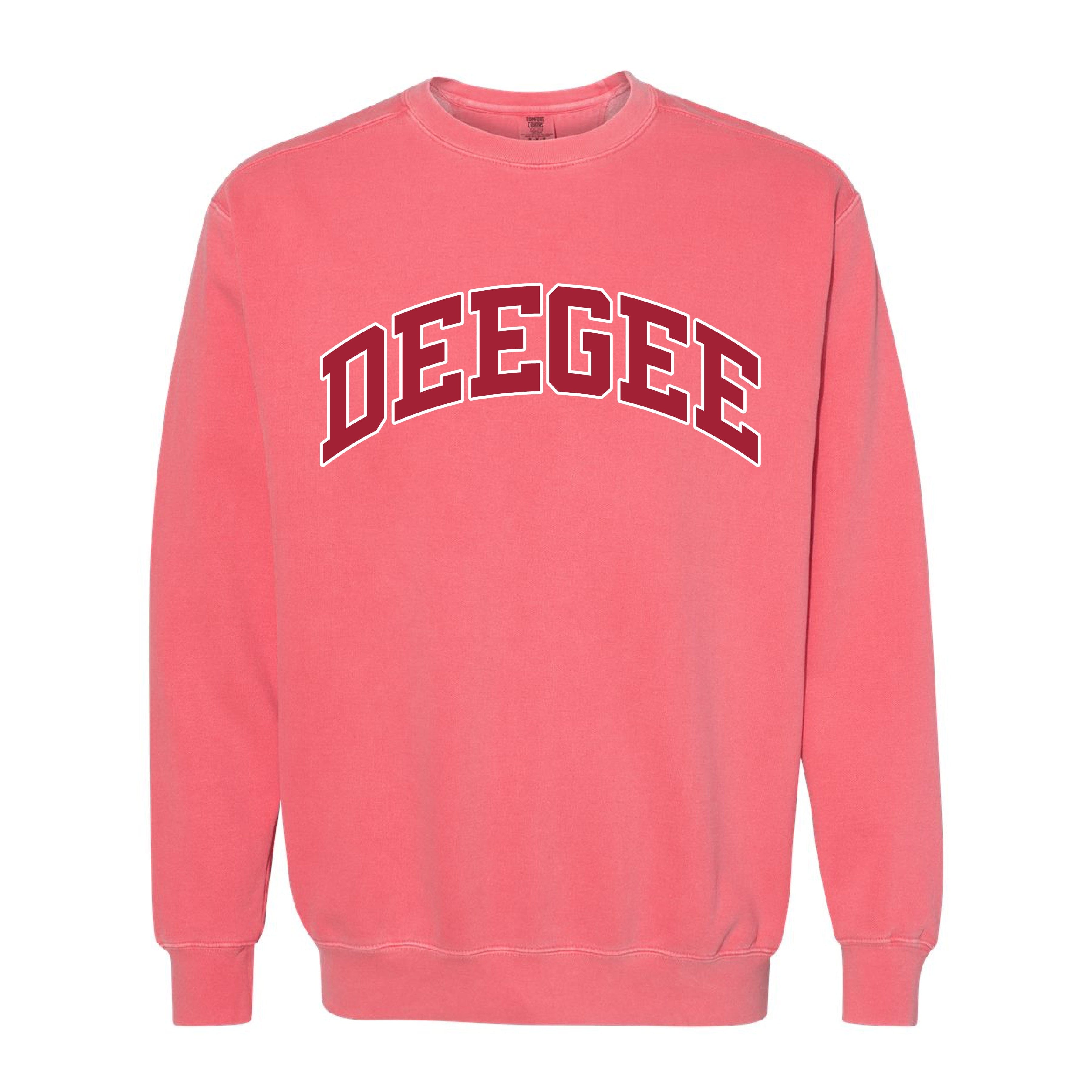 Ali & Ariel Pink Comfort Colors Collegiate Crewneck Delta Gamma / Medium