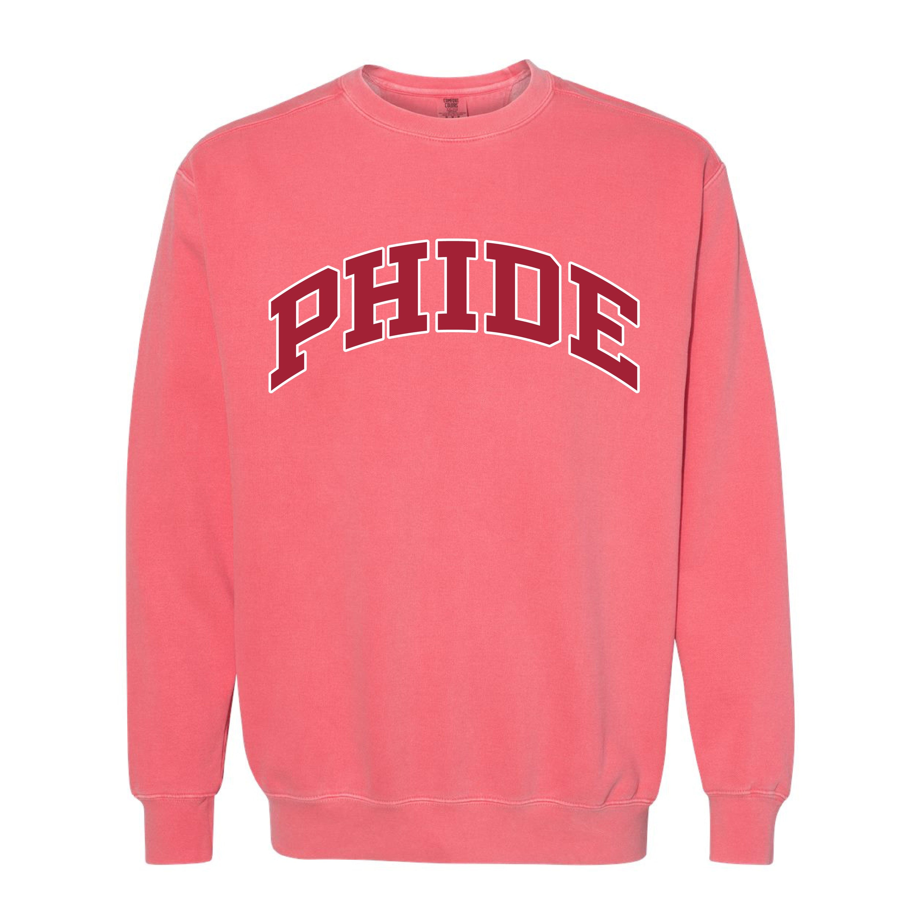 Ali & Ariel Pink Comfort Colors Collegiate Crewneck Phi Delta Epsilon / Medium